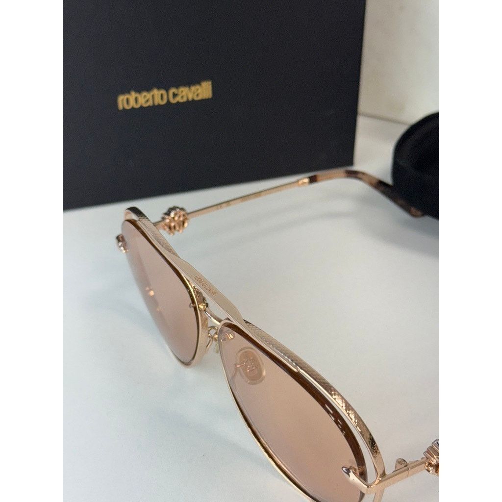 Roberto Cavalli NEW Roberto Cavalli SRC032M Gold Aviator Sunglasses $800 Size ONE SIZE - 5 Thumbnail