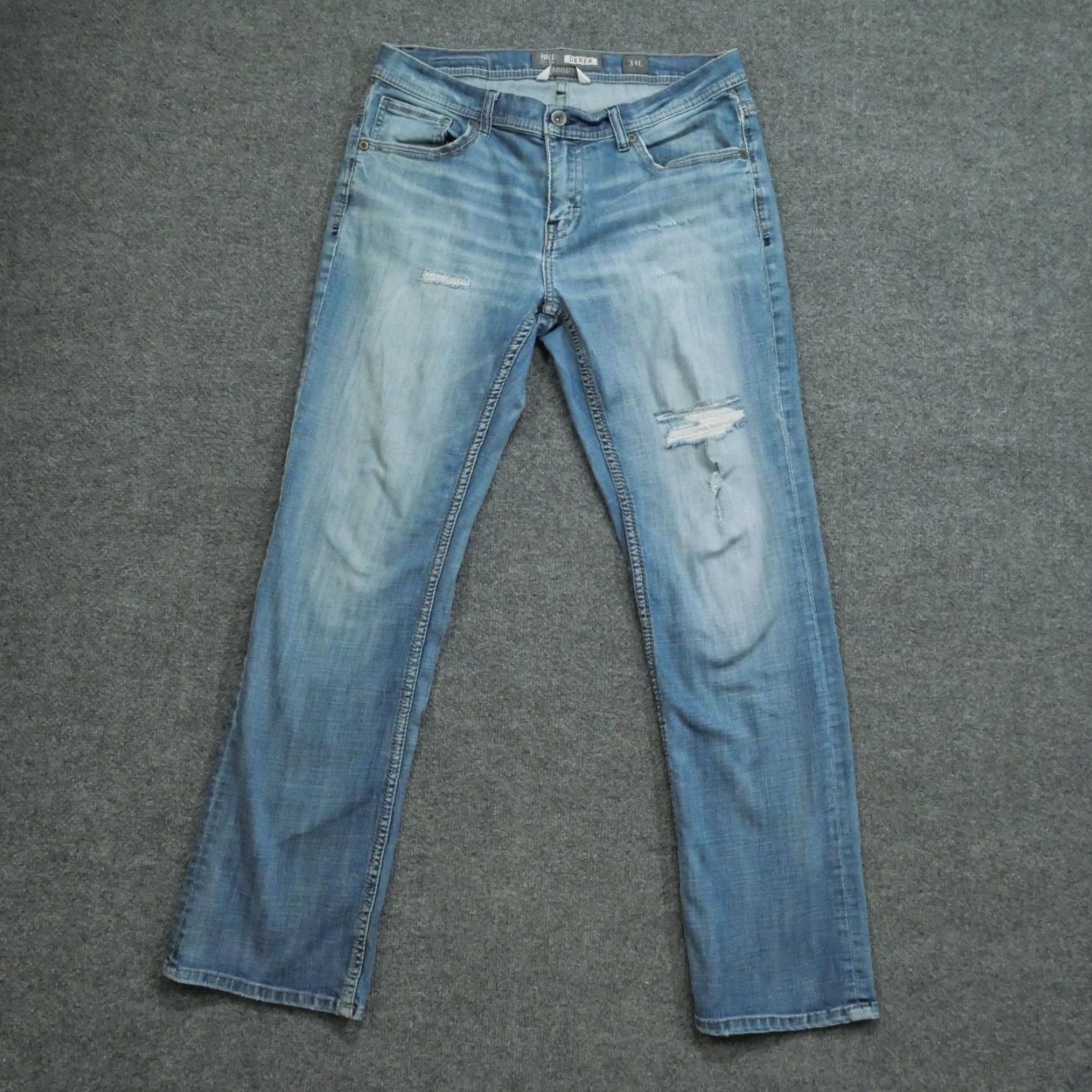 BKE **Derek Bootcut Distressed Buckle Denim Jeans Mens 34L 36x33 Blue** User: **BKE Bootcut Distressed Denim Jeans Mens 34L 36x33 Blue** Size US 36 / EU 52 - 2 Thumbnail