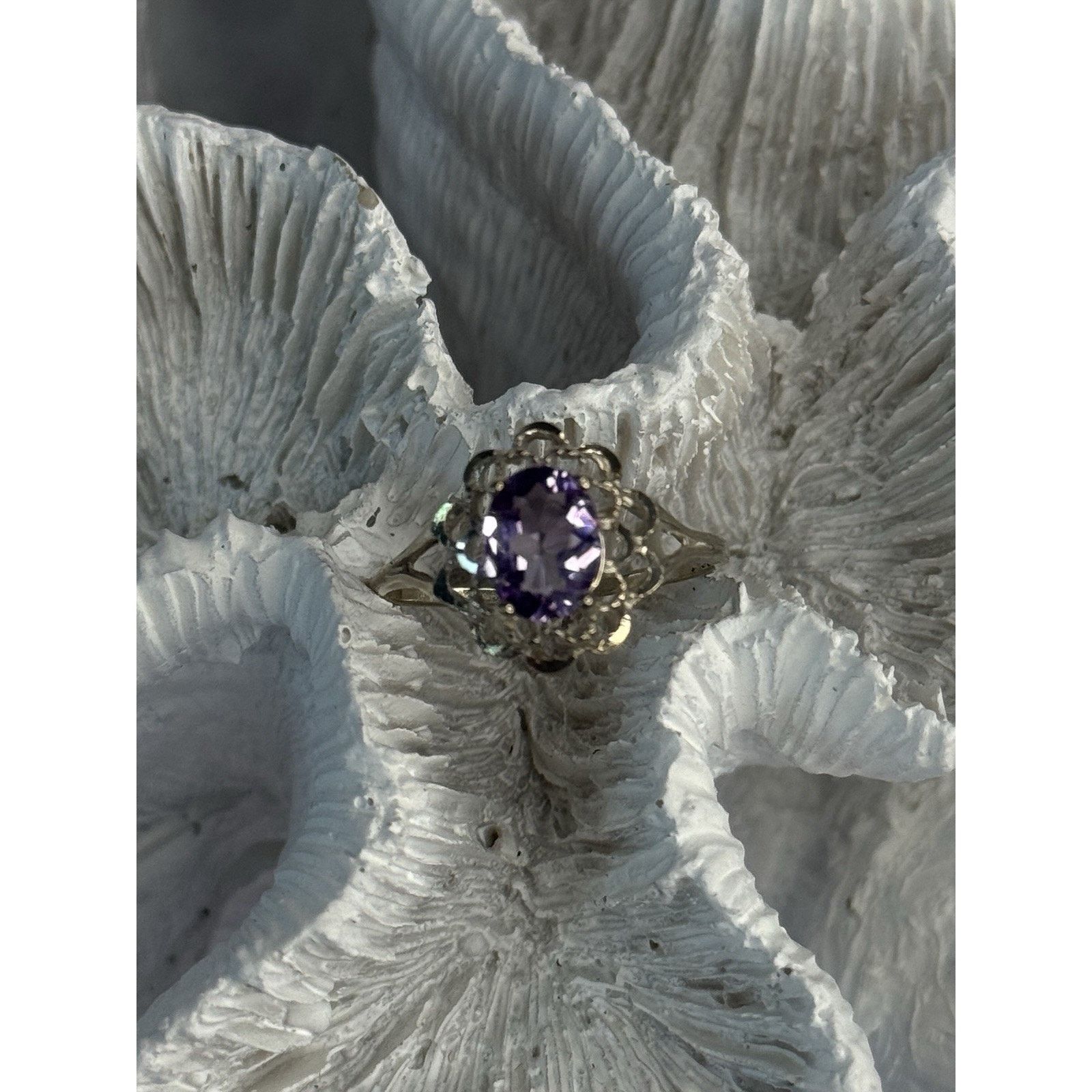 Jewelry 925 STERLING SILVER AMETHYST RING SIZE 7.5 Size ONE SIZE - 2 Thumbnail