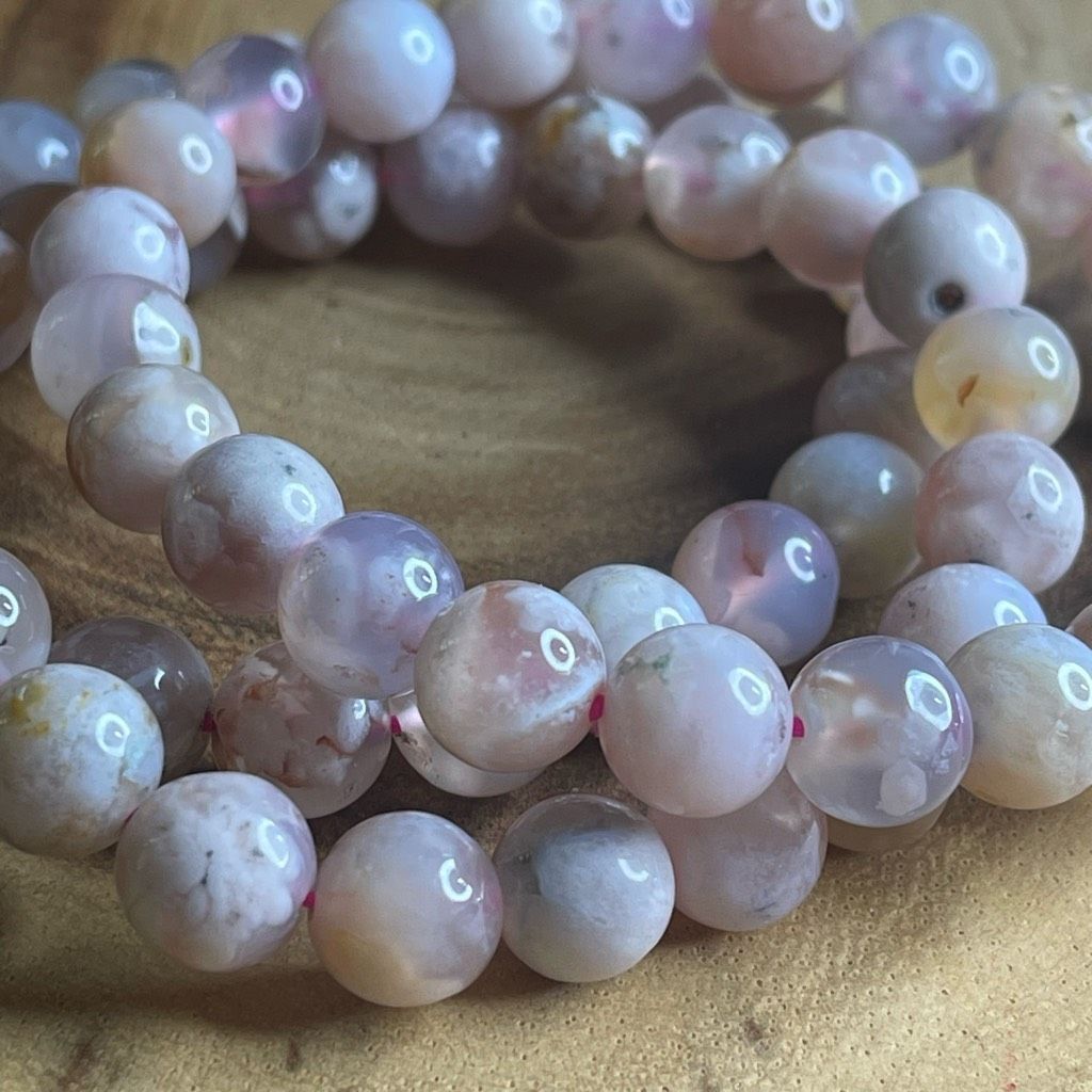 Other Pink Flower Agate stretch beaded bracelet 7” crystal healing beads 8mm ONE NEW Size ONE SIZE - 3 Thumbnail