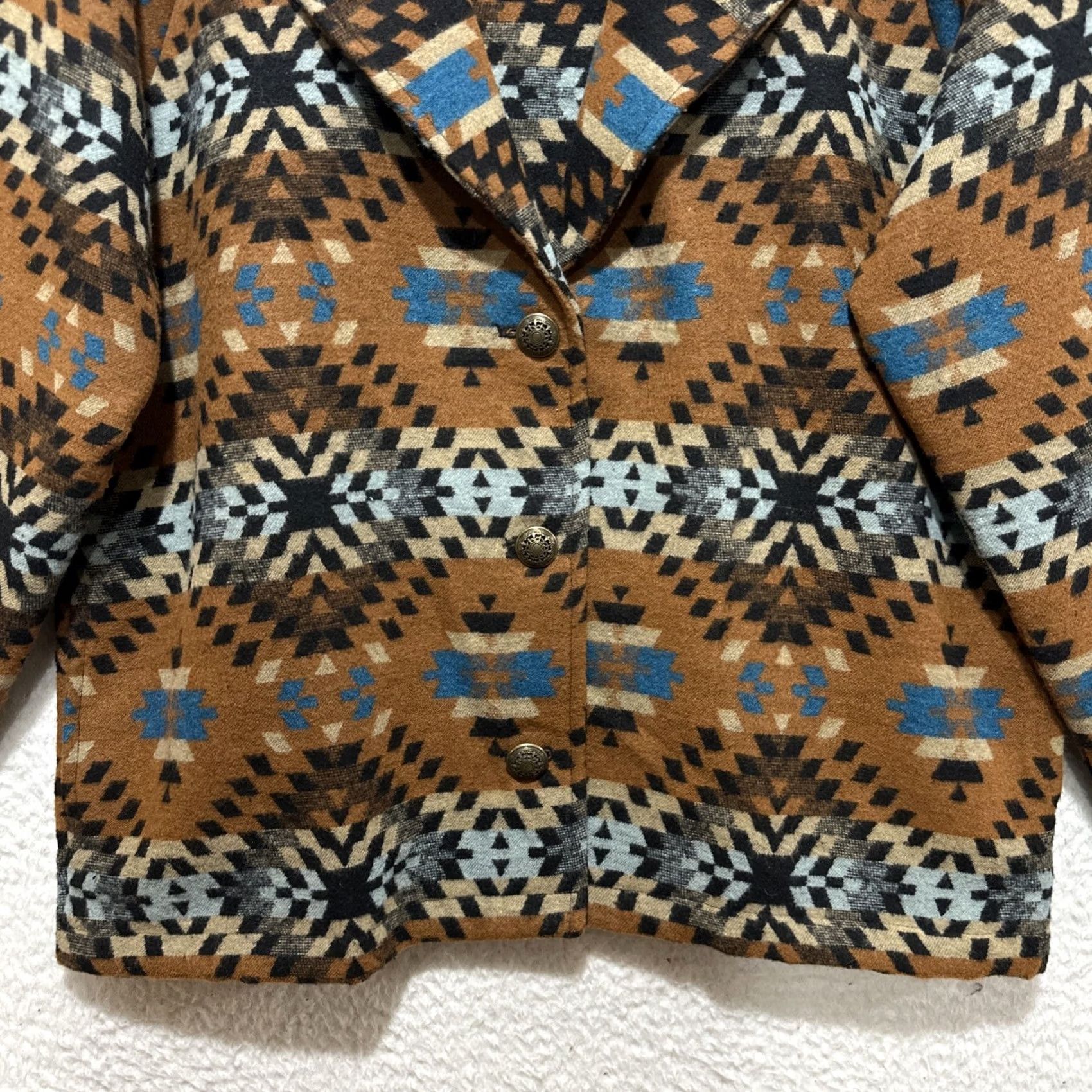 Vintage Cotton & Rye Outfitters Aztec Western Geometric Blazer Jacket Brown Size L Size 42R - 5 Thumbnail