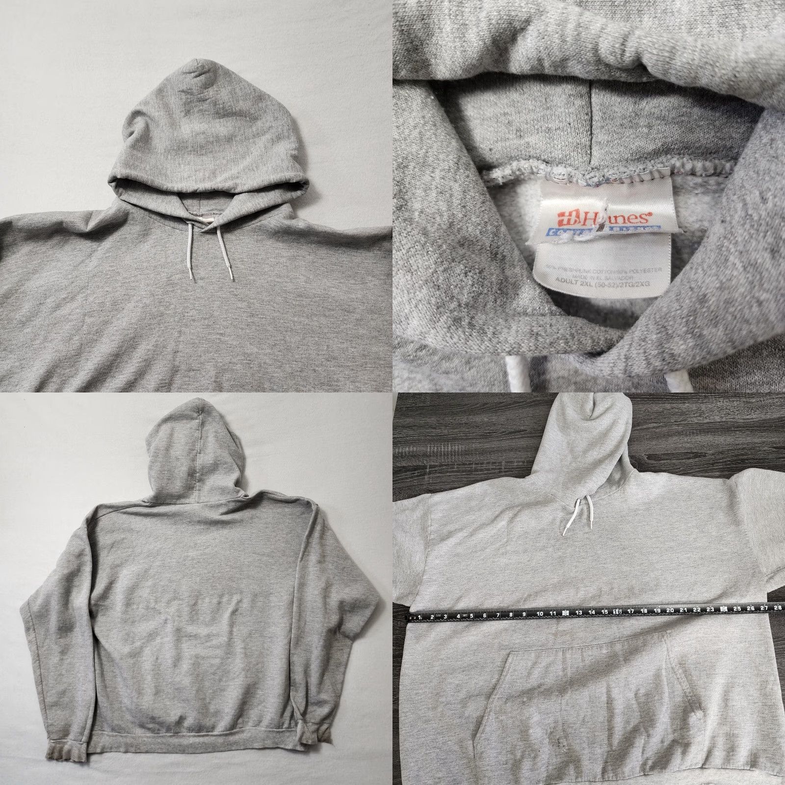 Hanes VINTAGE Hanes Hoodie 2XL Mens Gray Distressed Thrashed Skater Pullover Blank Size US XXL / EU 58 / 5 - 8 Thumbnail