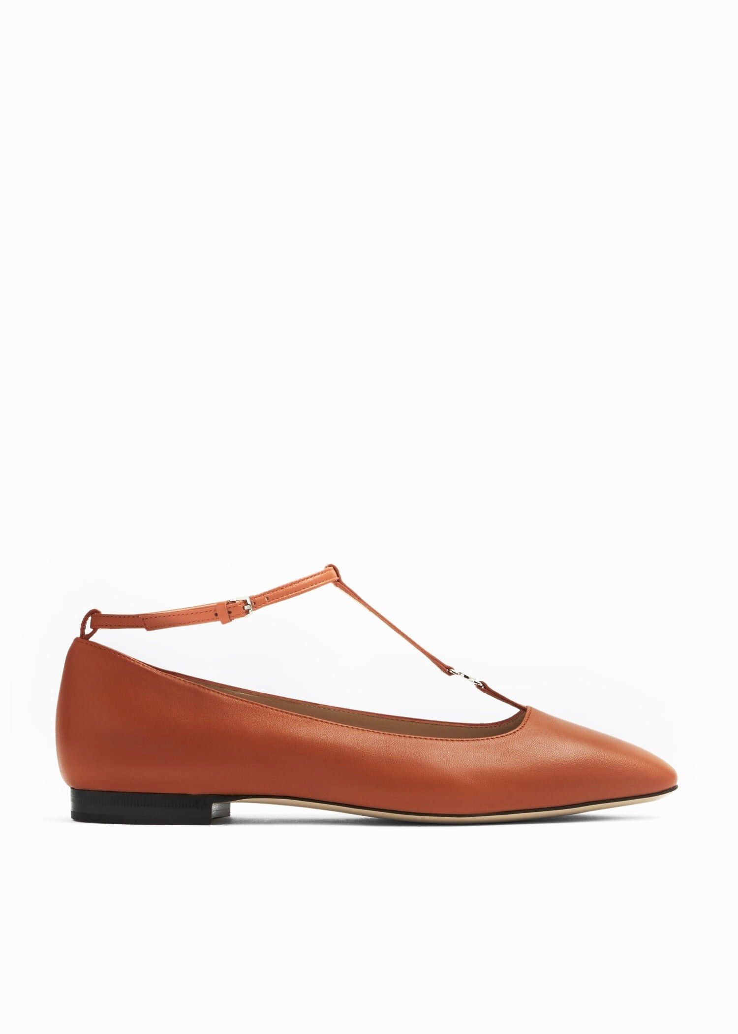 image of Gucci Double G Leather Ballet Flats Sie 37.5 in Brown, Women's