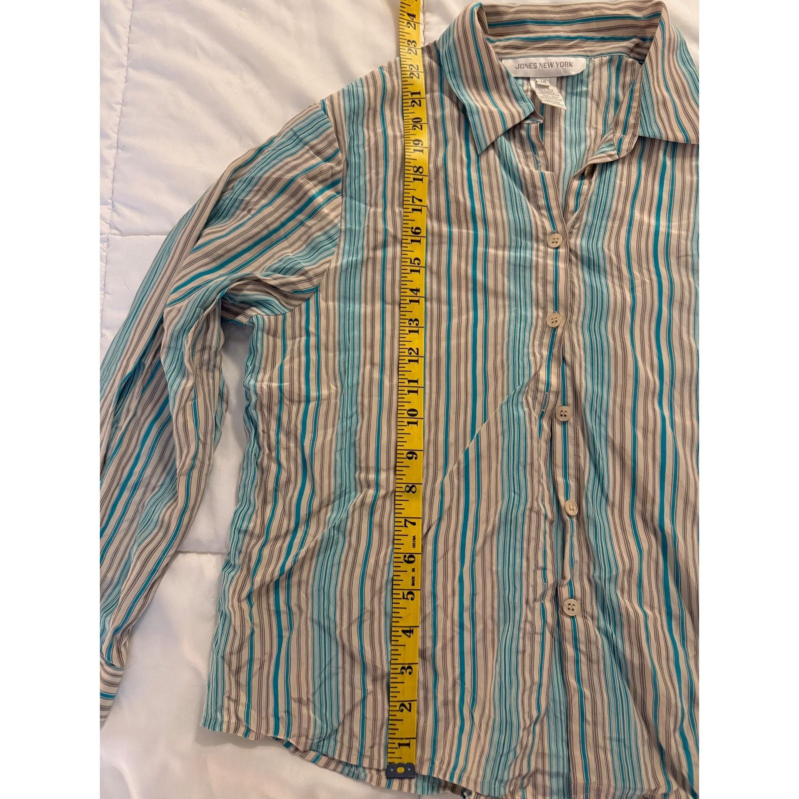 Jones New York Jones New York Striped Silk Button Down Blouse - Size 12 Size XL / US 12-14 / IT 48-50 - 4 Thumbnail