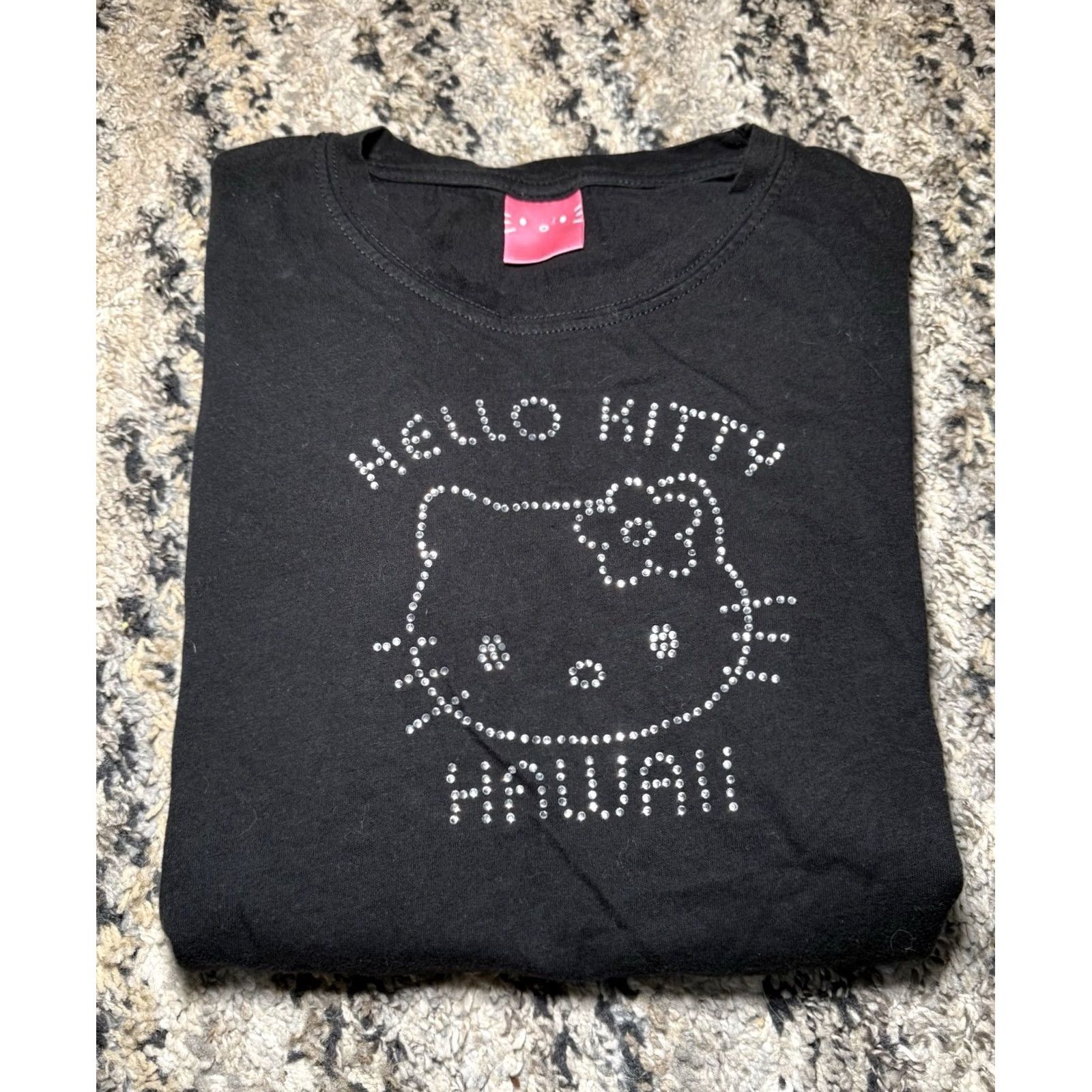 Vintage VINTAGE Hello Kitty Hawaii Black Rhinestones T-shirt Sanrio L Womens 1990s Black Cotton Mexico Size L / US 10 / IT 46 - 2 Thumbnail