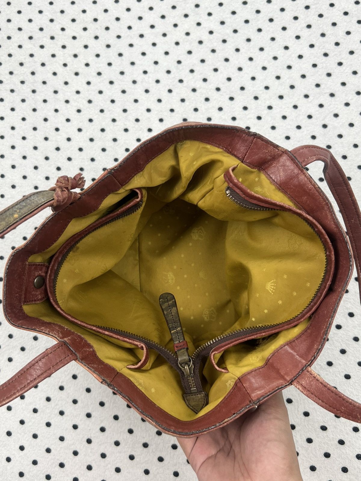 Dakota Unique Mountain Landscape Art Patina Leather Tote Bag
