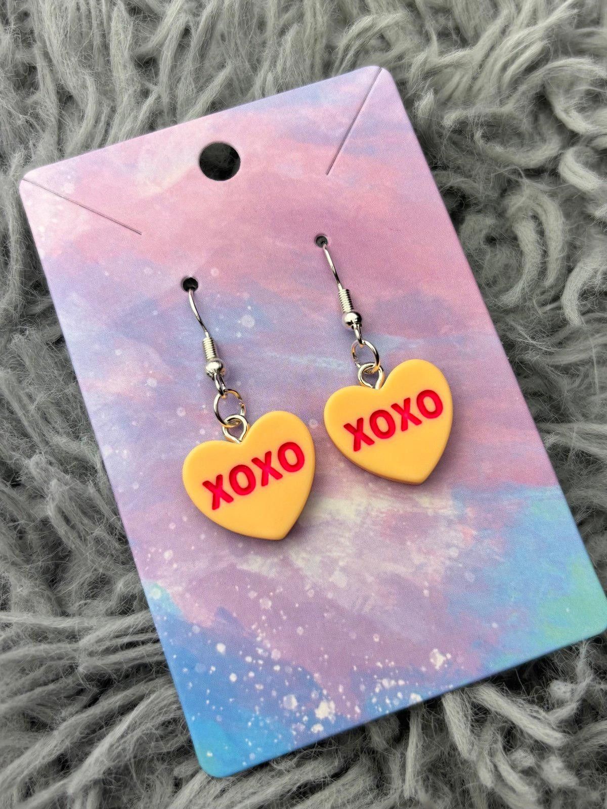Handmade Orange Heart valentines sweethearts earrings Size ONE SIZE - 1 Preview