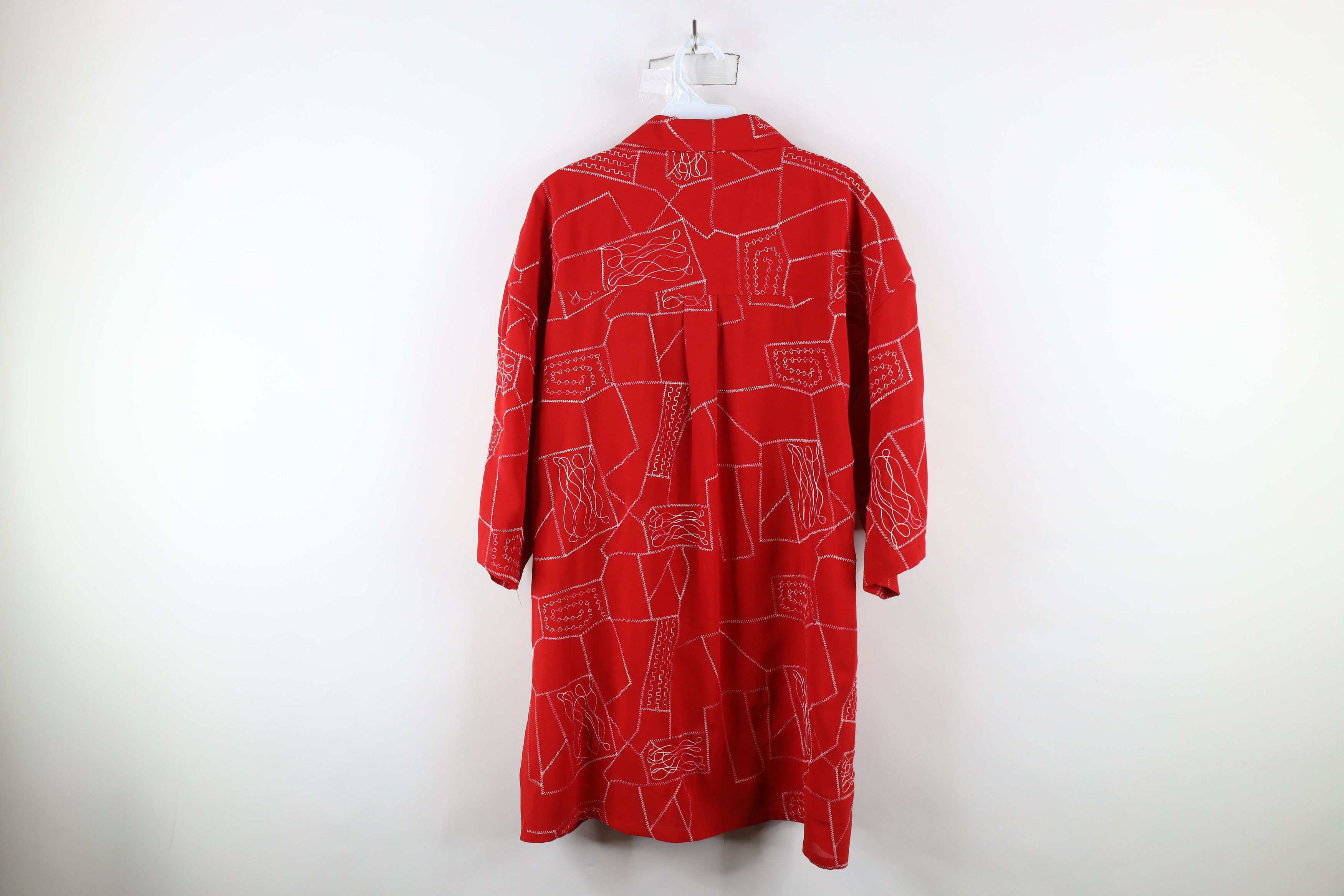 Vintage Vintage 90s Streetwear Geometric Baggy Fit Button Shirt Red Size US XXL / EU 58 / 5 - 10 Thumbnail