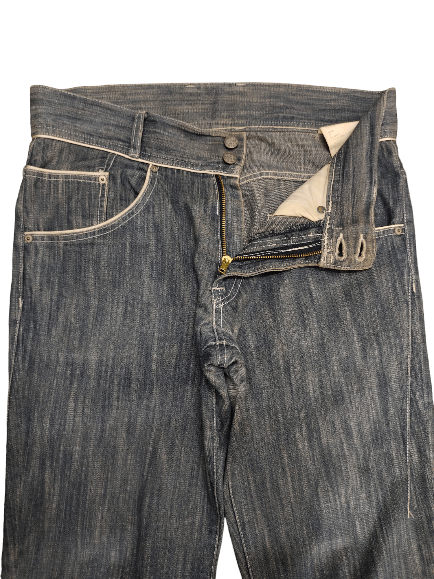 If Six Was Nine Flare Jeans Body Butter Distress Faded Boot Cut Y2k Mudmax Size US 33 - 10 Thumbnail