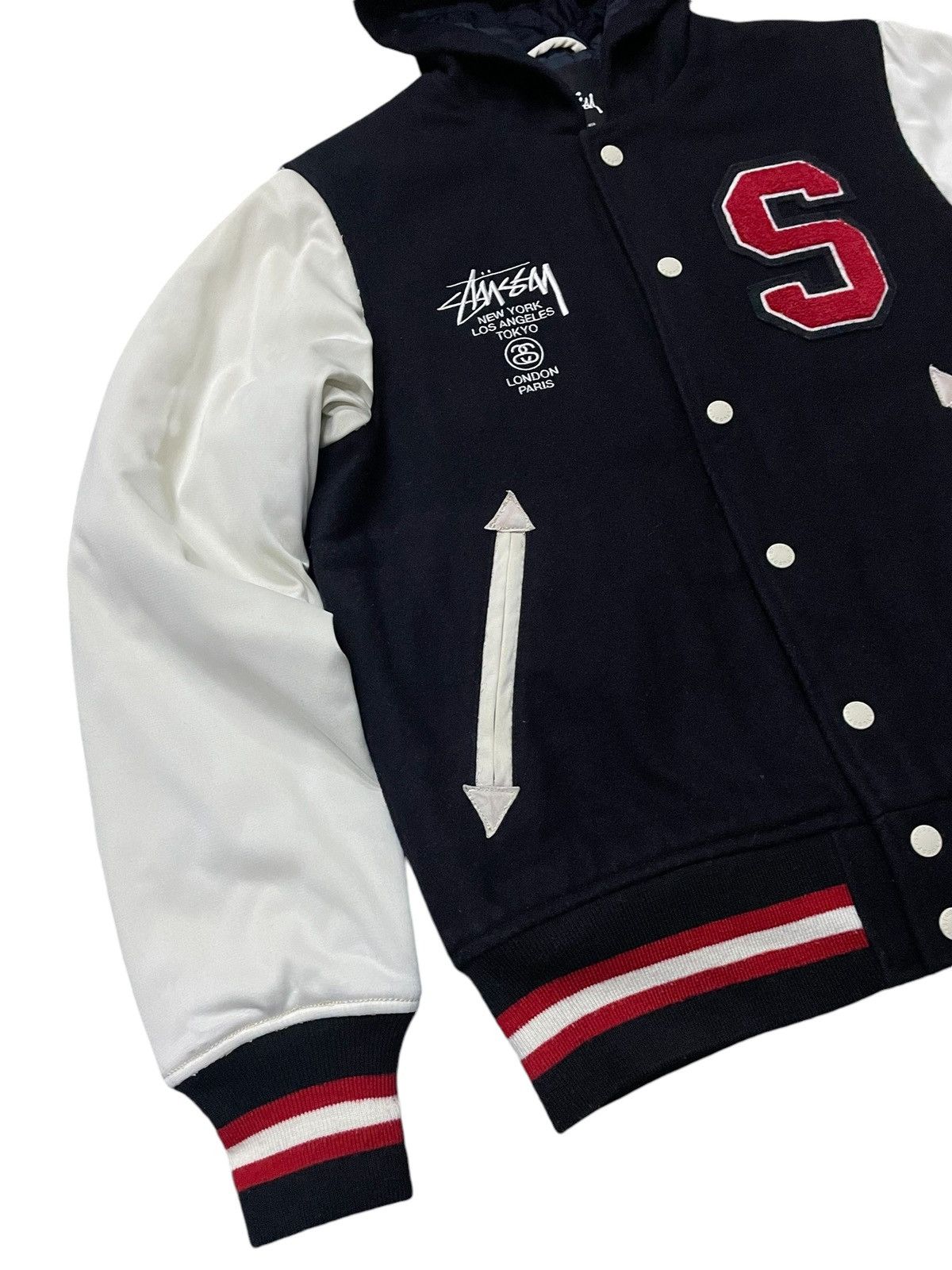Stussy × Vintage Stussy International Tour Wool Varsity Hooded Jacket Size US S / EU 44-46 / 1 - 11 Thumbnail