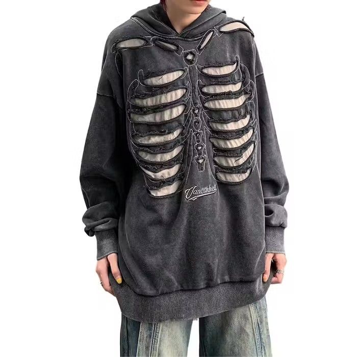 Japanese Brand Skeleton Hollow Out Black Hoodie Size US M / EU 48-50 / 2 - 3 Thumbnail