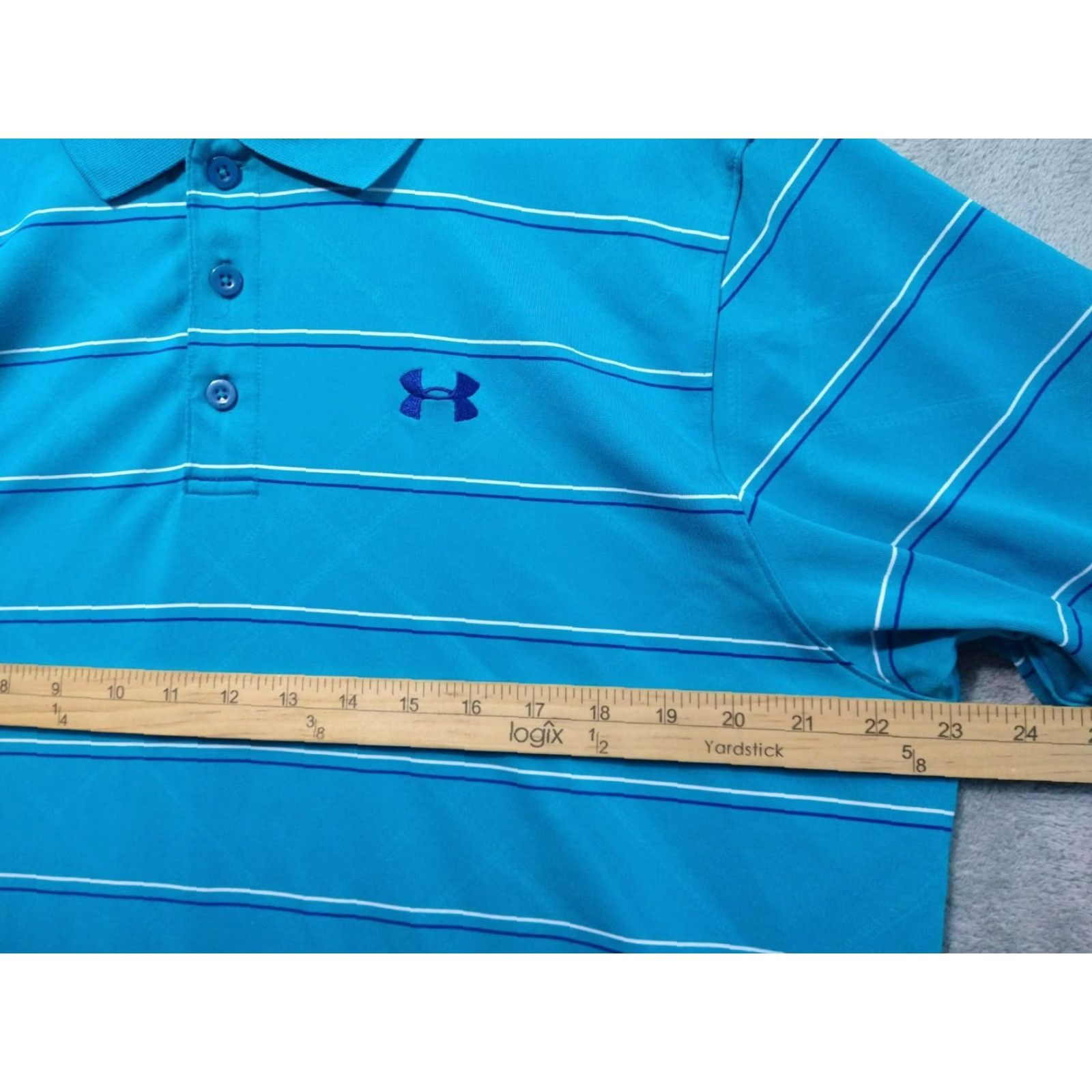 Under Armour Under Armour Shirt Mens Large Blue Striped Polo Loose HeatGear Short Sleeve Size US L / EU 52-54 / 3 - 4 Thumbnail