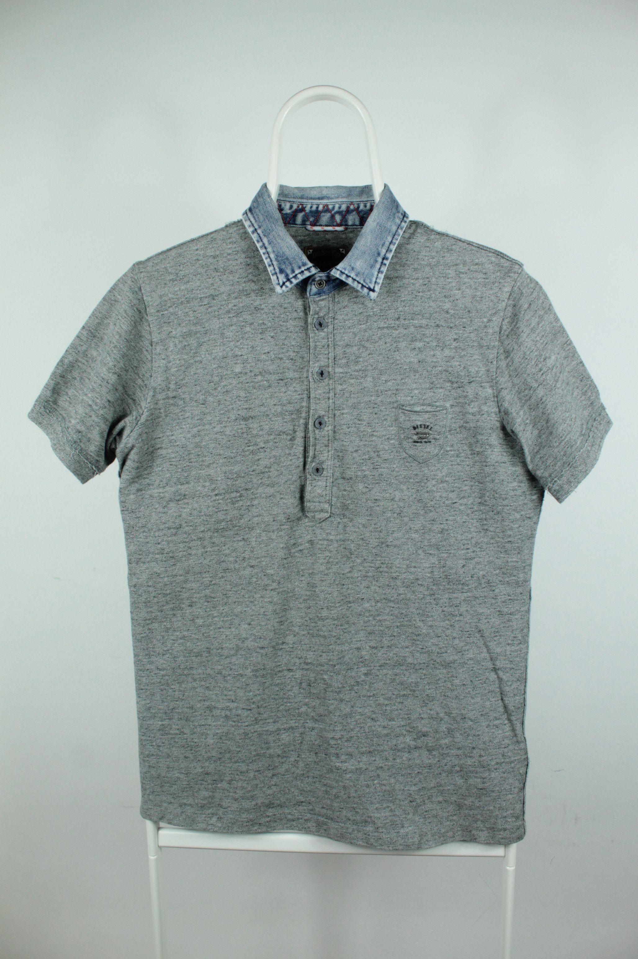 Diesel Diesel Gray Cotton Denim Collar Polo Shirt Men's Size US S / EU 44-46 / 1 - 1 Thumbnail