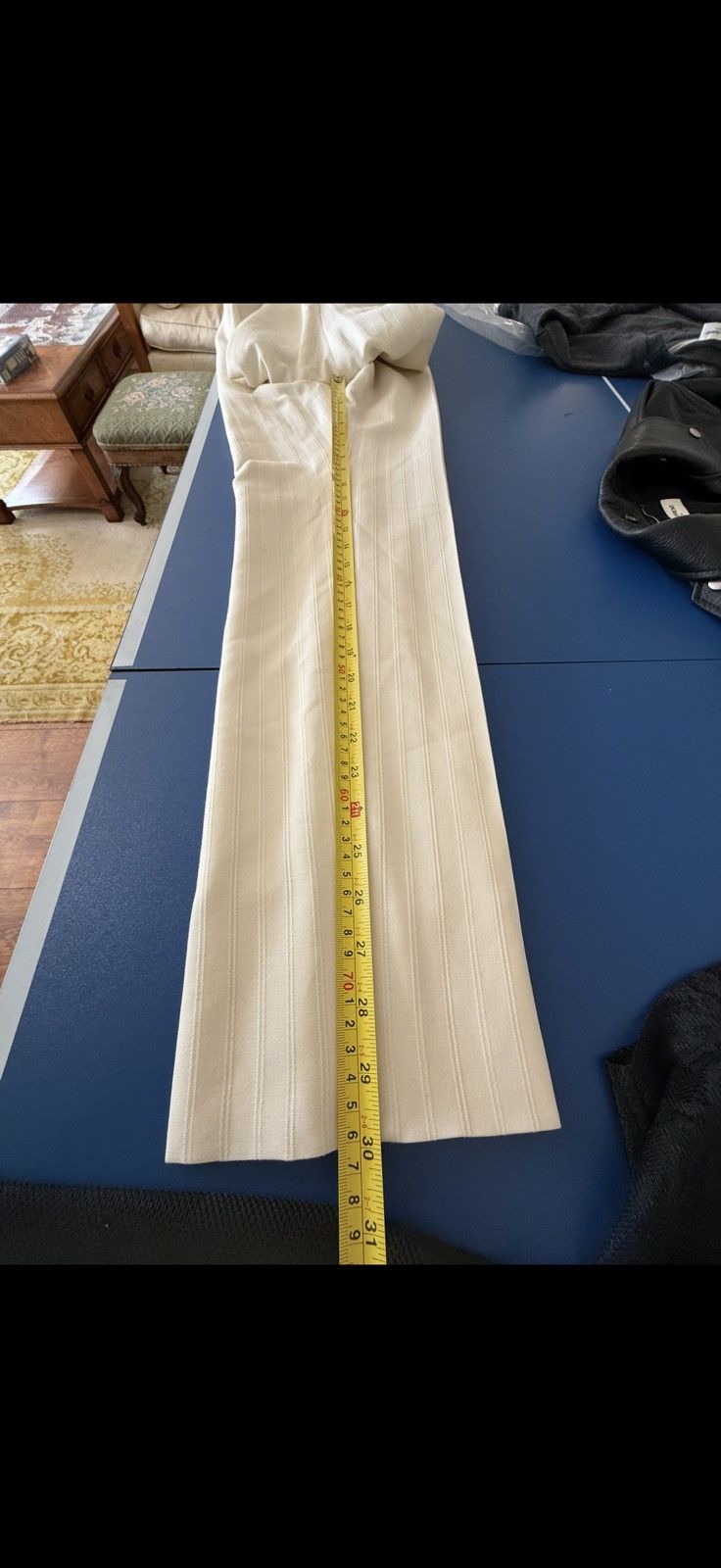Saint Laurent Paris $1.35k SS22 Saint Laurent ivory pinstripe suit tuxedo pants Size 38L - 16 Thumbnail