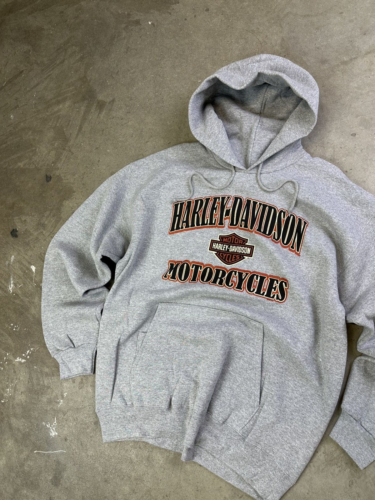 Harley Davidson × Vintage Vintage Harley Davidson Spellout Hoodie L/XL Heather Grey Size US L / EU 52-54 / 3 - 2 Thumbnail