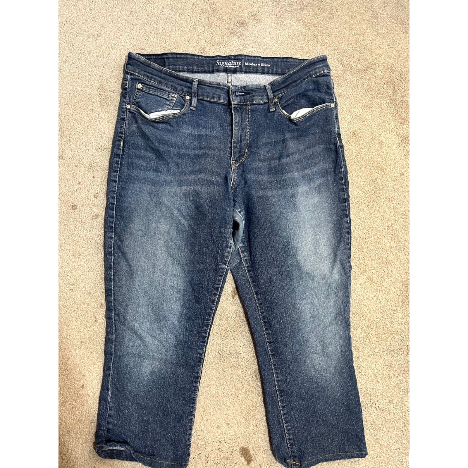 Levi's Levi's Jeans Slim 33x21 Hemmed Capri 5-Pocket Denim Blue Women’s Size 33 Regular Stretch Vintage: No Size 24" / US 00 / IT 34 - 3 Thumbnail