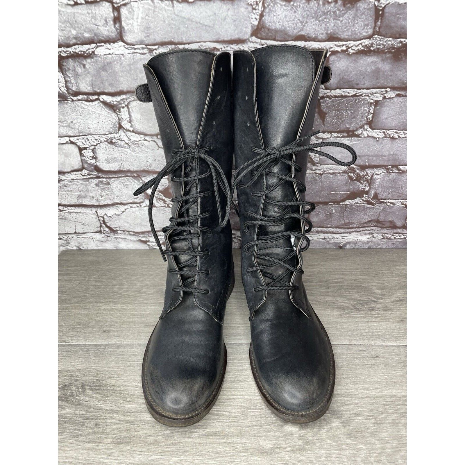 Madison Madison et cie blue Leather Combat Lace Up Buckle Boots Wome Size US 5.5 / IT 35.5 - 2 Thumbnail
