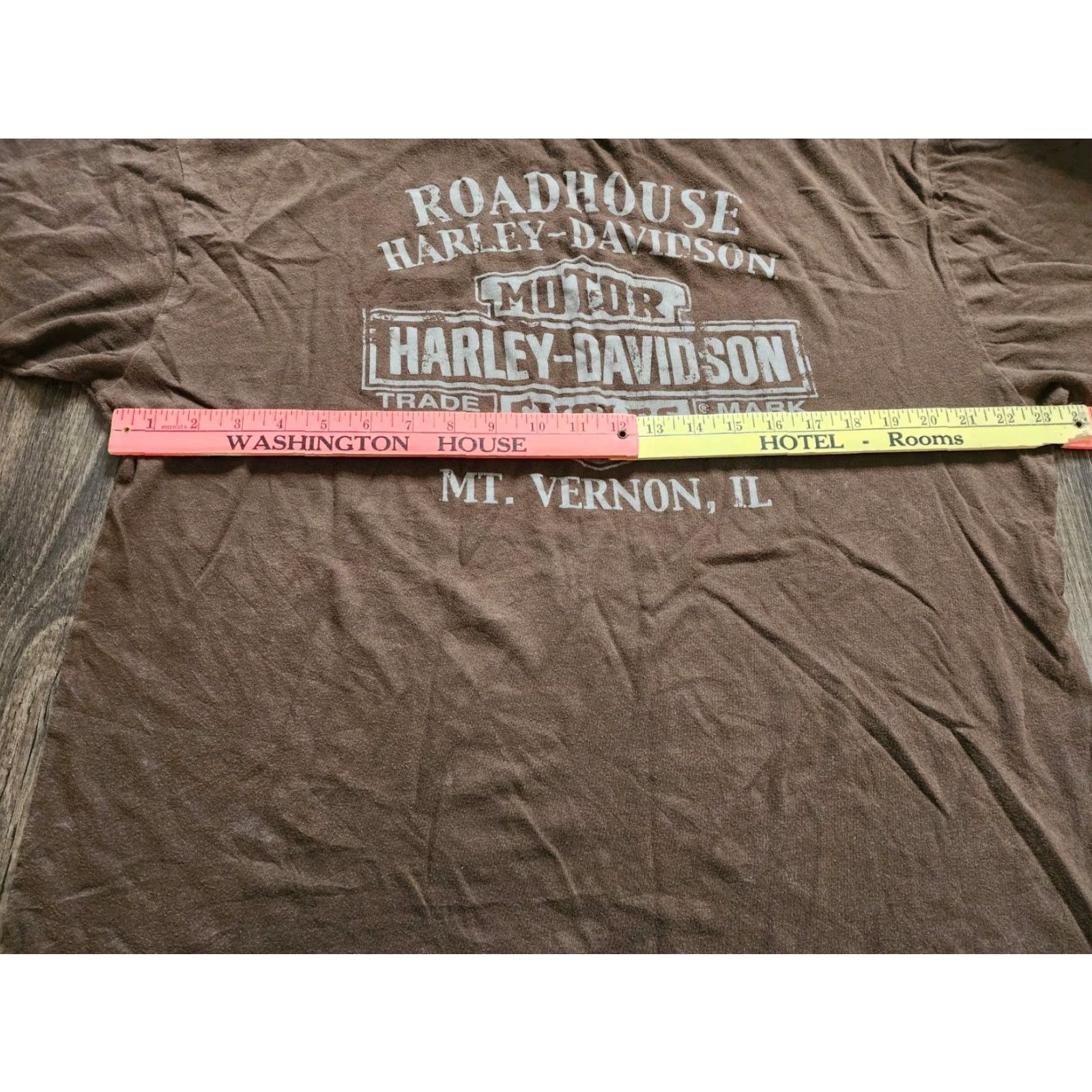 Harley Davidson VINTAGE Harley-Davidson Mt Vernon IL Double Sided T Shirt Brown Mens XL Size US XL / EU 56 / 4 - 4 Thumbnail