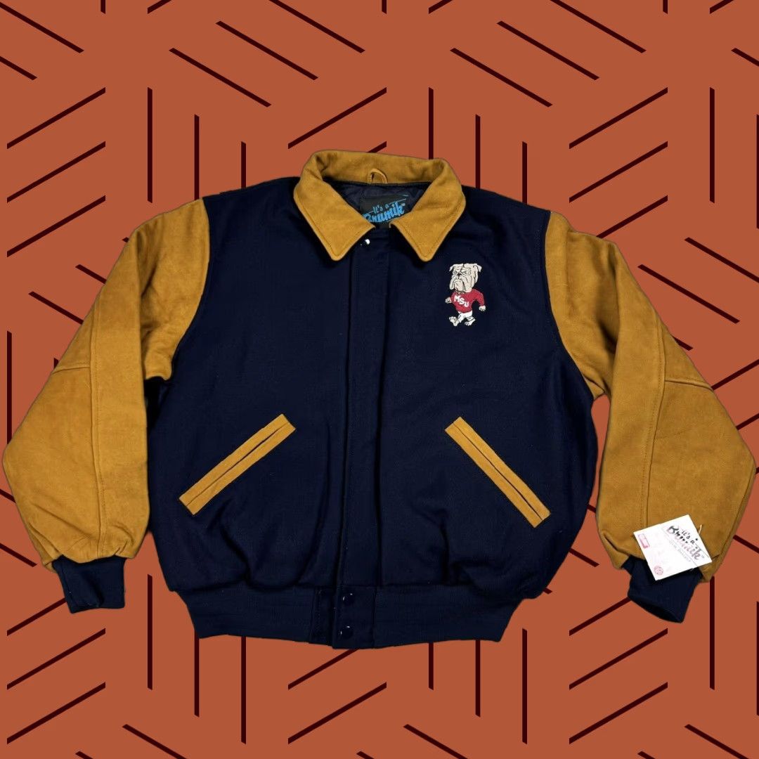 Vintage VTG 90s MISSISSIPPI STATE MSU BULLDOGS LETTERMAN VARSITY JACKET LEATHER NWT M Size US M / EU 48-50 / 2 - 1 Thumbnail