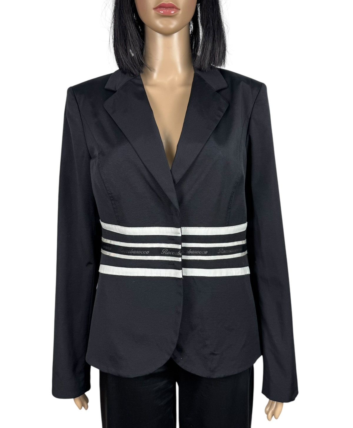 Other Roccobarocco Italy Nylon-Cotton Blazer Striped Logo NavyBlue Size XL / US 12-14 / IT 48-50 - 2 Thumbnail