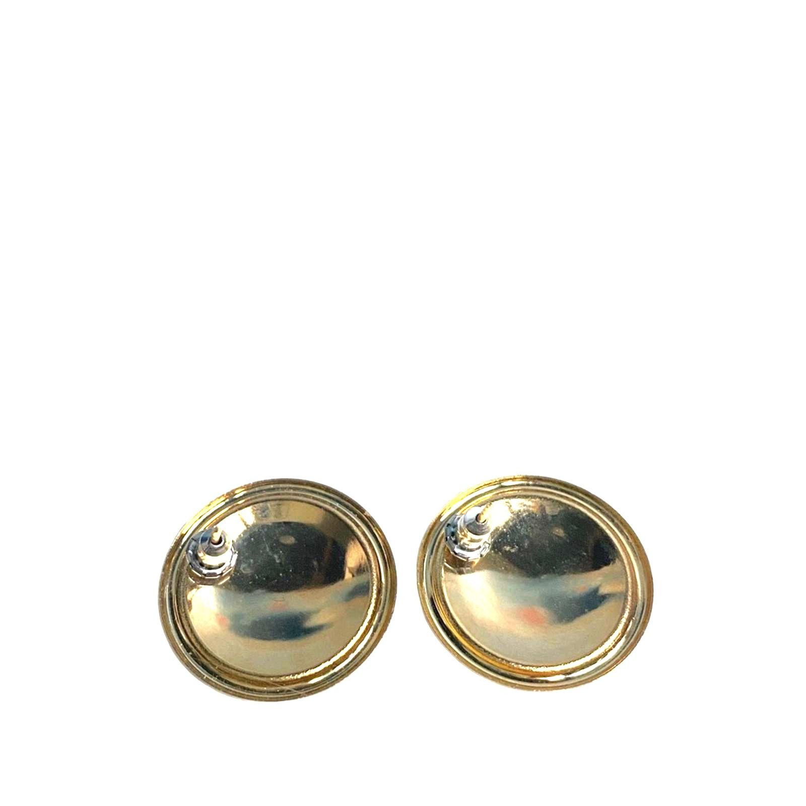 Vintage Vintage 80s Gold Tone & Peach Round Stud Enamel Earrings Size ONE SIZE - 2 Thumbnail