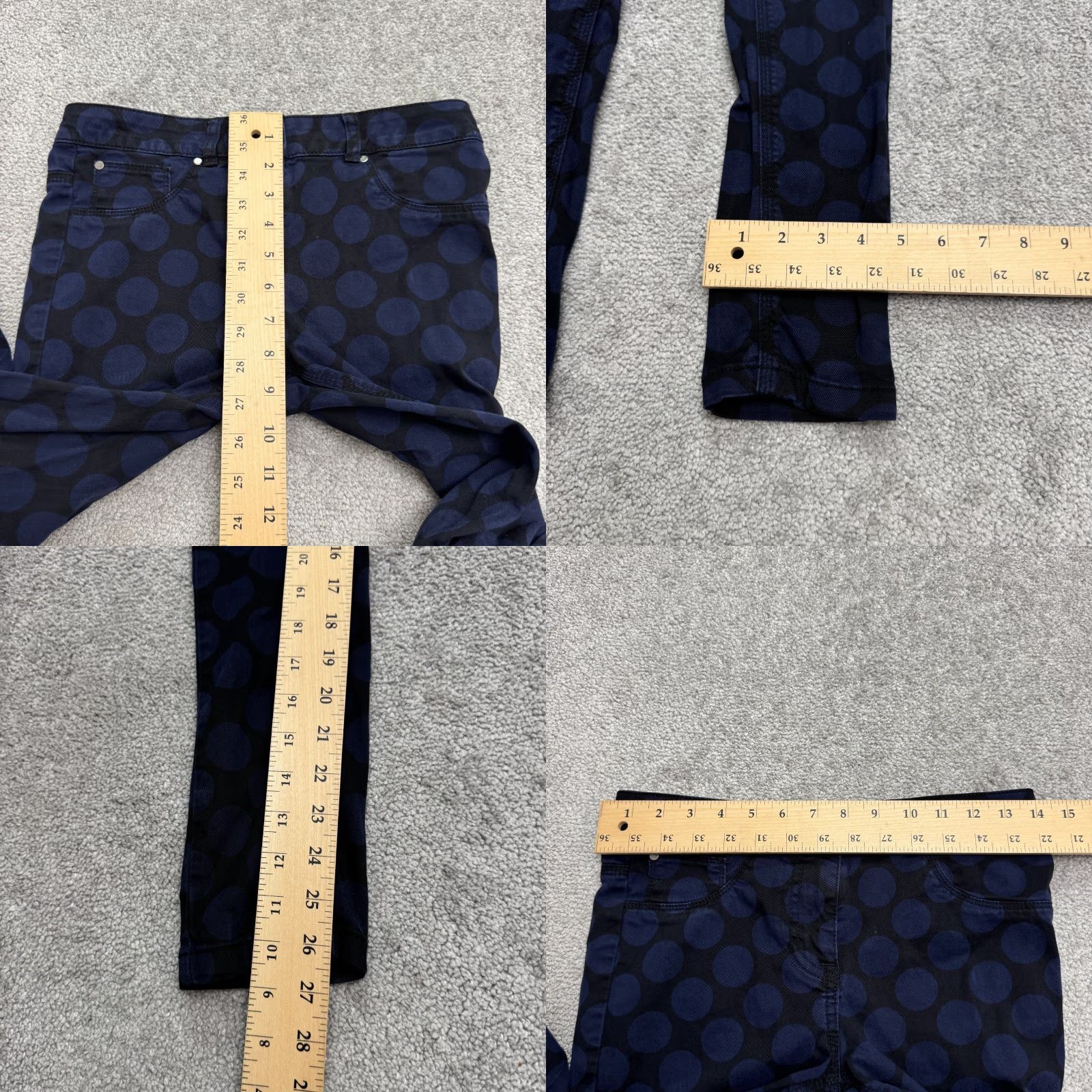 Vintage VERONIKA MAINE Slim Fit Skinny Jeans Women 6 Blue Black Polka Dot 28x27 Size 28" / US 6 / IT 42 - 8 Thumbnail