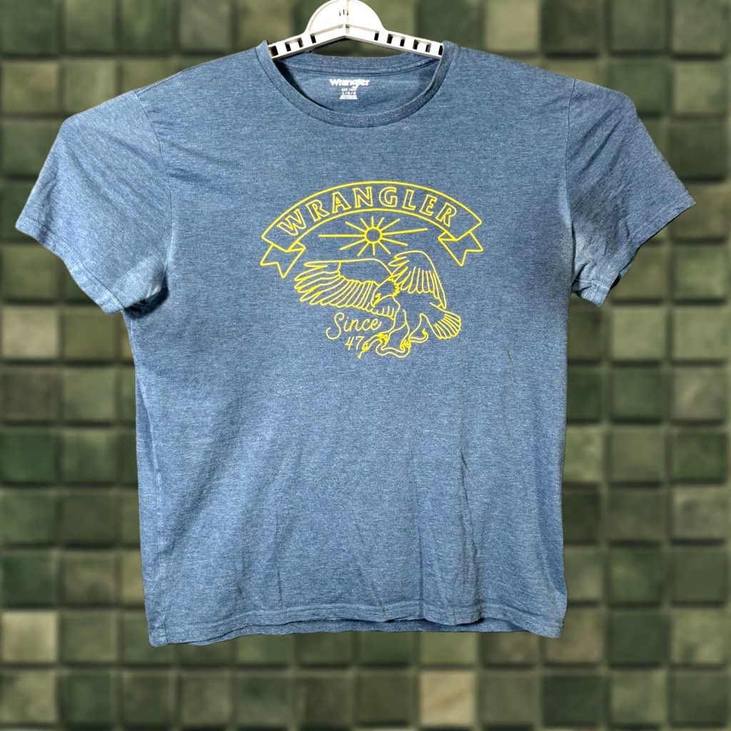 Wrangler Vintage Wrangler T-Shirt Mens L Heather Blue Graphic Short Sleeve Cowboy Retro Size US L / EU 52-54 / 3 - 1 Thumbnail