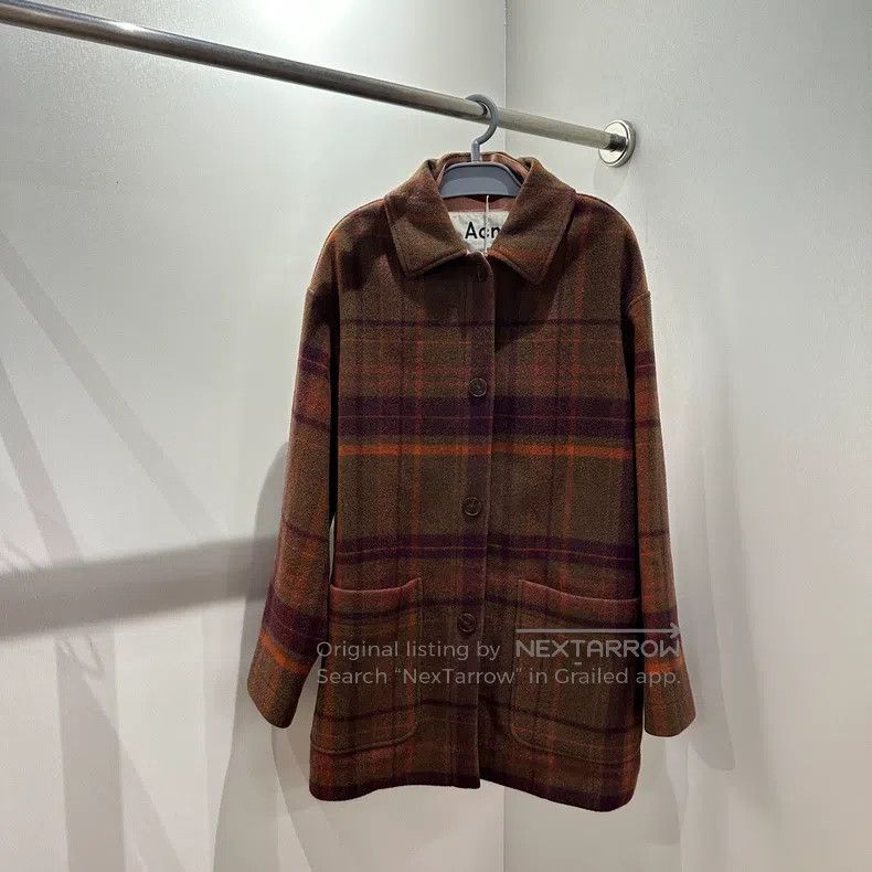 Acne Studios Acne Studios Checkered wool coat with turned-down collar Size XXS / US 00 / IT 34 - 1 Thumbnail
