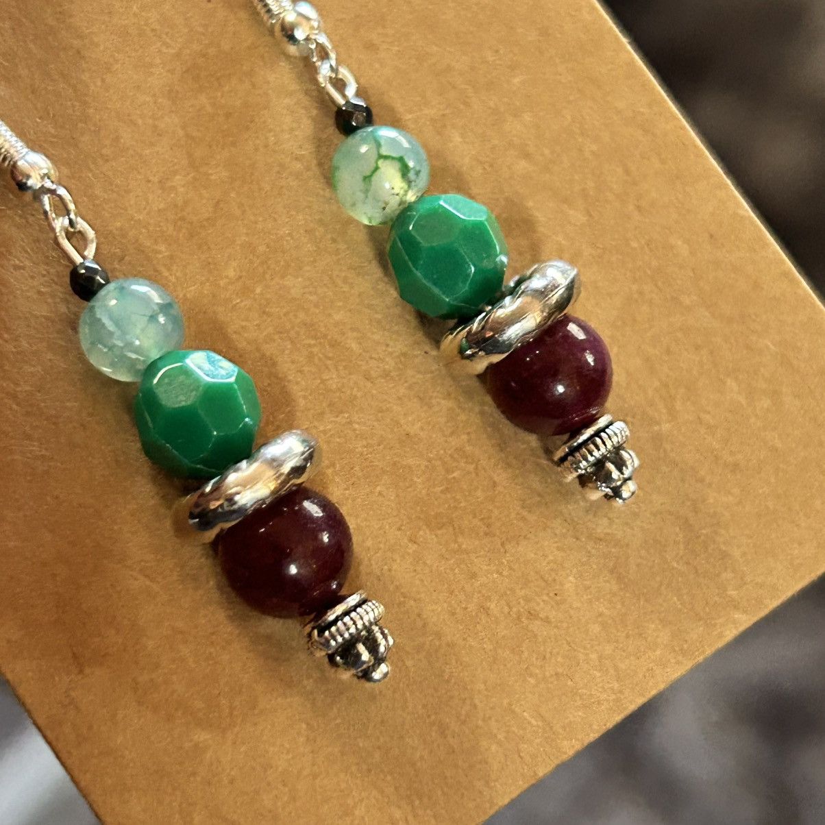Handmade Handcrafted elegant genuine stone garnet dragon earrings Size ONE SIZE - 3 Thumbnail