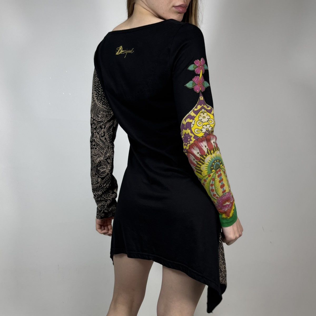 Desigual Vintage Y2K Desigual Floral Abstract Flared Mini Dress Size M / US 6-8 / IT 42-44 - 2 Thumbnail
