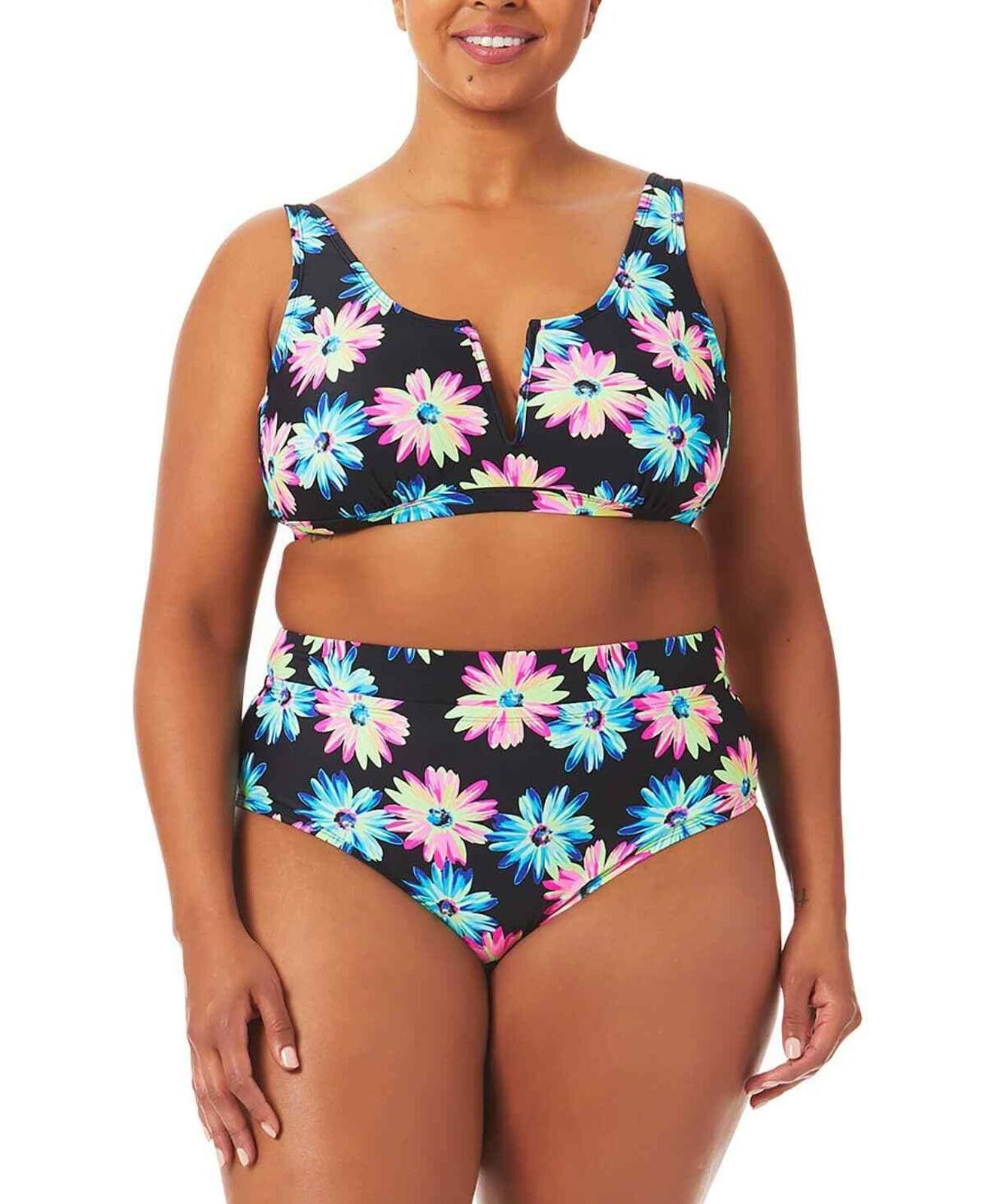 Other California Waves Plus Size Gerber Daisy High-Waist Bikini Size ONE SIZE - 4 Thumbnail