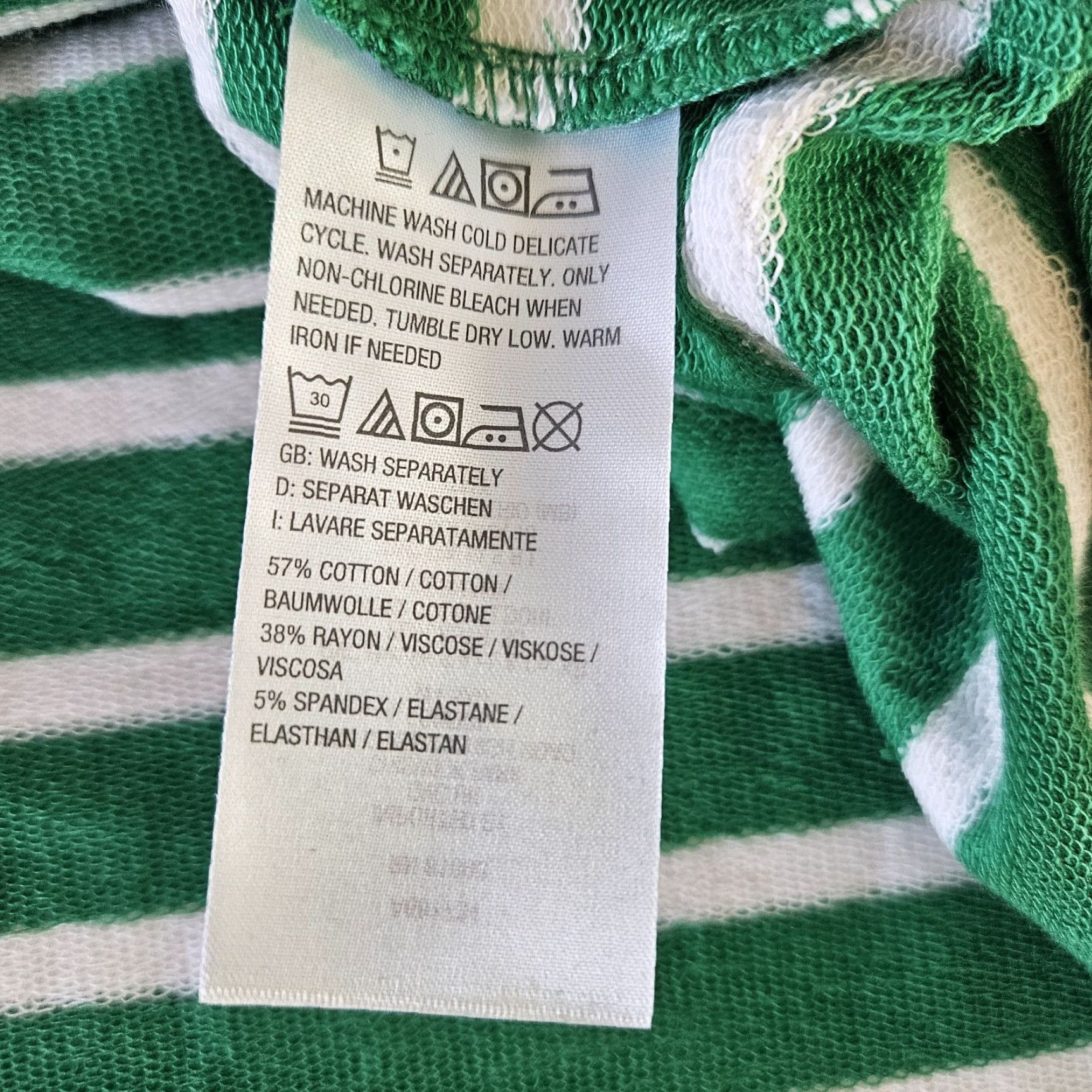 Vintage d&co Active Womens Top T-Shirt 2X Green White Stripe Long Sleeve Cotton Blend Shirt Women Size XXL / US 16-18 / IT 52-54 - 4 Thumbnail