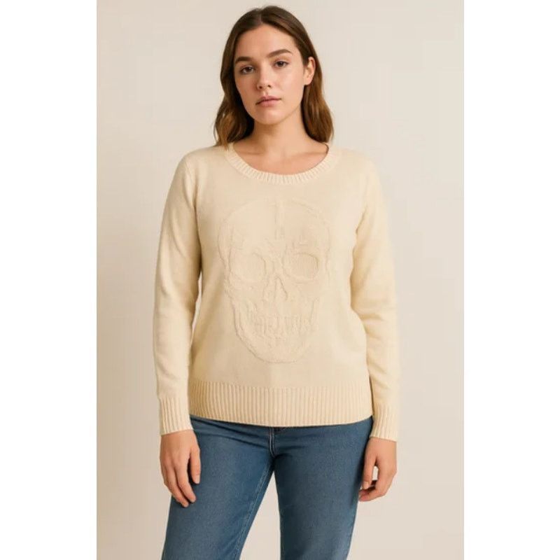 Other Grunge Cream Skull Knit Sweater Torrid 0 Large Size L / US 10 / IT 46 - 1 Thumbnail