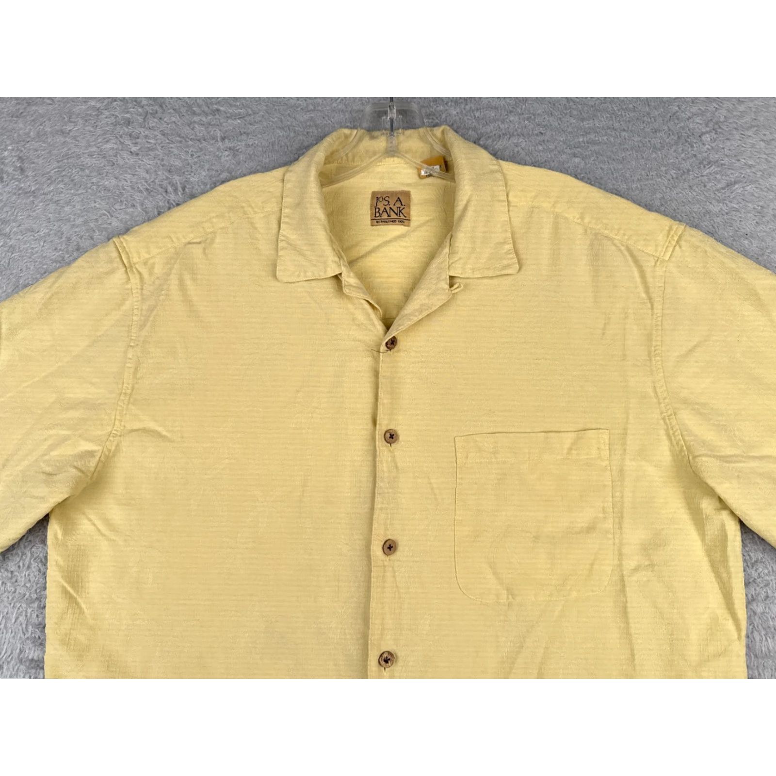 Jos. A. Bank Jos. A. Bank Shirt Men Large Yellow Embroidered Palm Tree 100% Silk Hawaiian Size US L / EU 52-54 / 3 - 4 Thumbnail