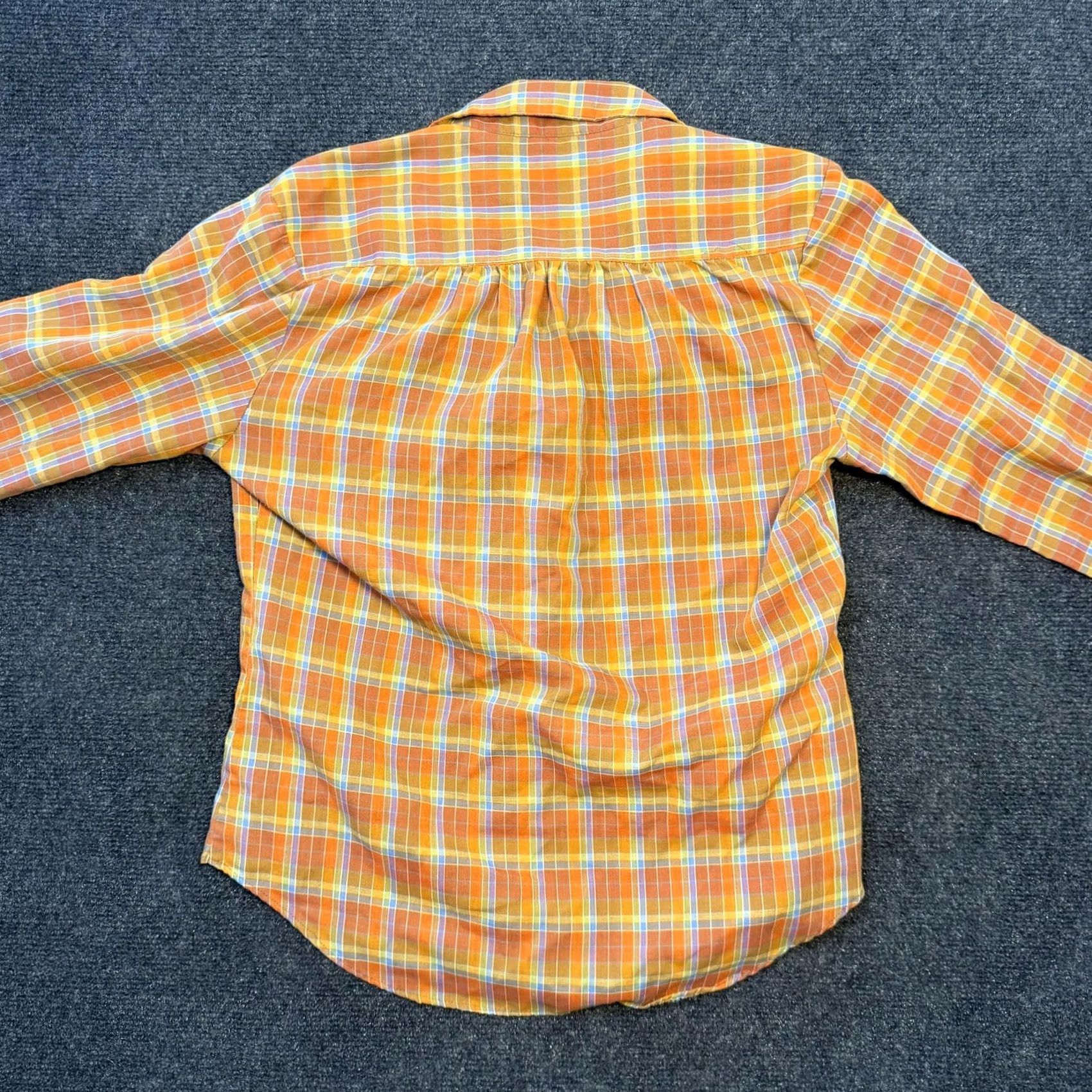 Vintage Vintage Amy Barr Button-Up Shirt Womens 10 Orange Plaid Long Sleeve Lightweight T1823 Size L / US 10 / IT 46 - 3 Thumbnail