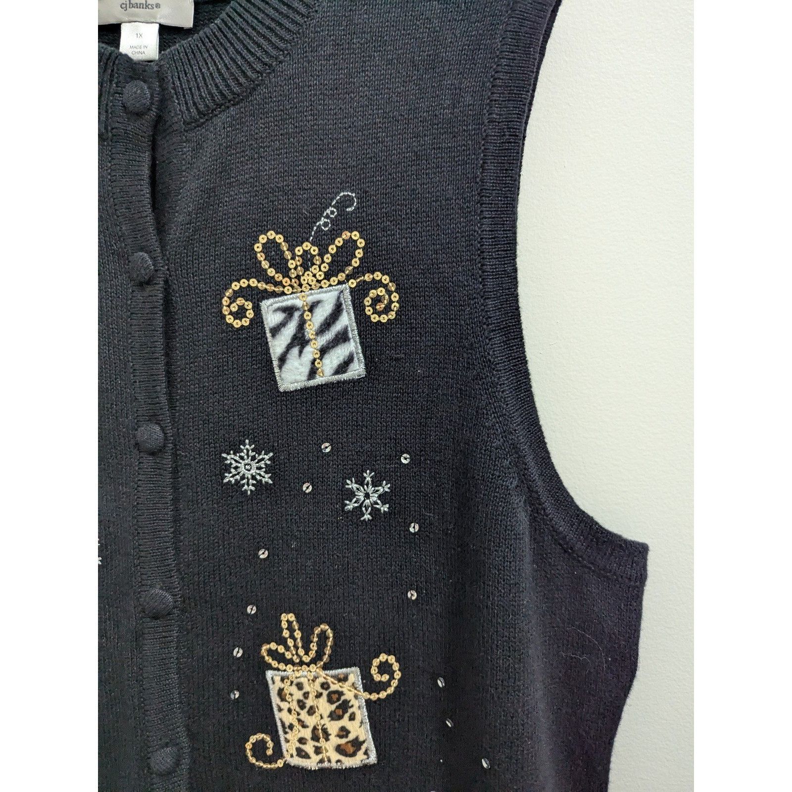 Other CHRISTOPHER & BANKS Ugly Sweater Vest Sz 1X Christmas Animal Size XL / US 12-14 / IT 48-50 - 7 Thumbnail