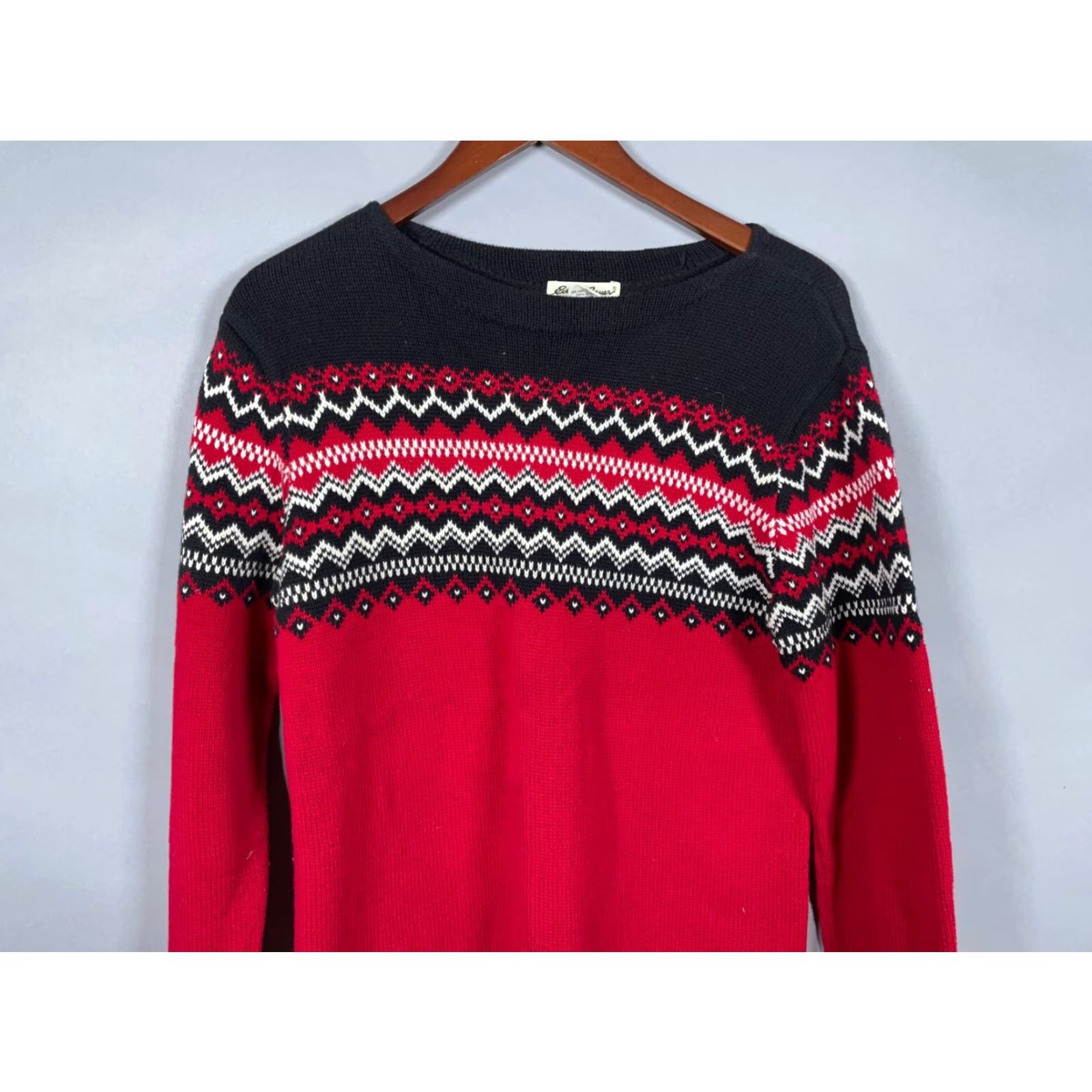 Eddie Bauer Eddie Bauer Fair Isle Pattern Sweater Women's S Red Black 100% Cotton Knit Pullover Crew Neck Long Sleeve Vintage No Size S / US 4 / IT 40 - 4 Thumbnail