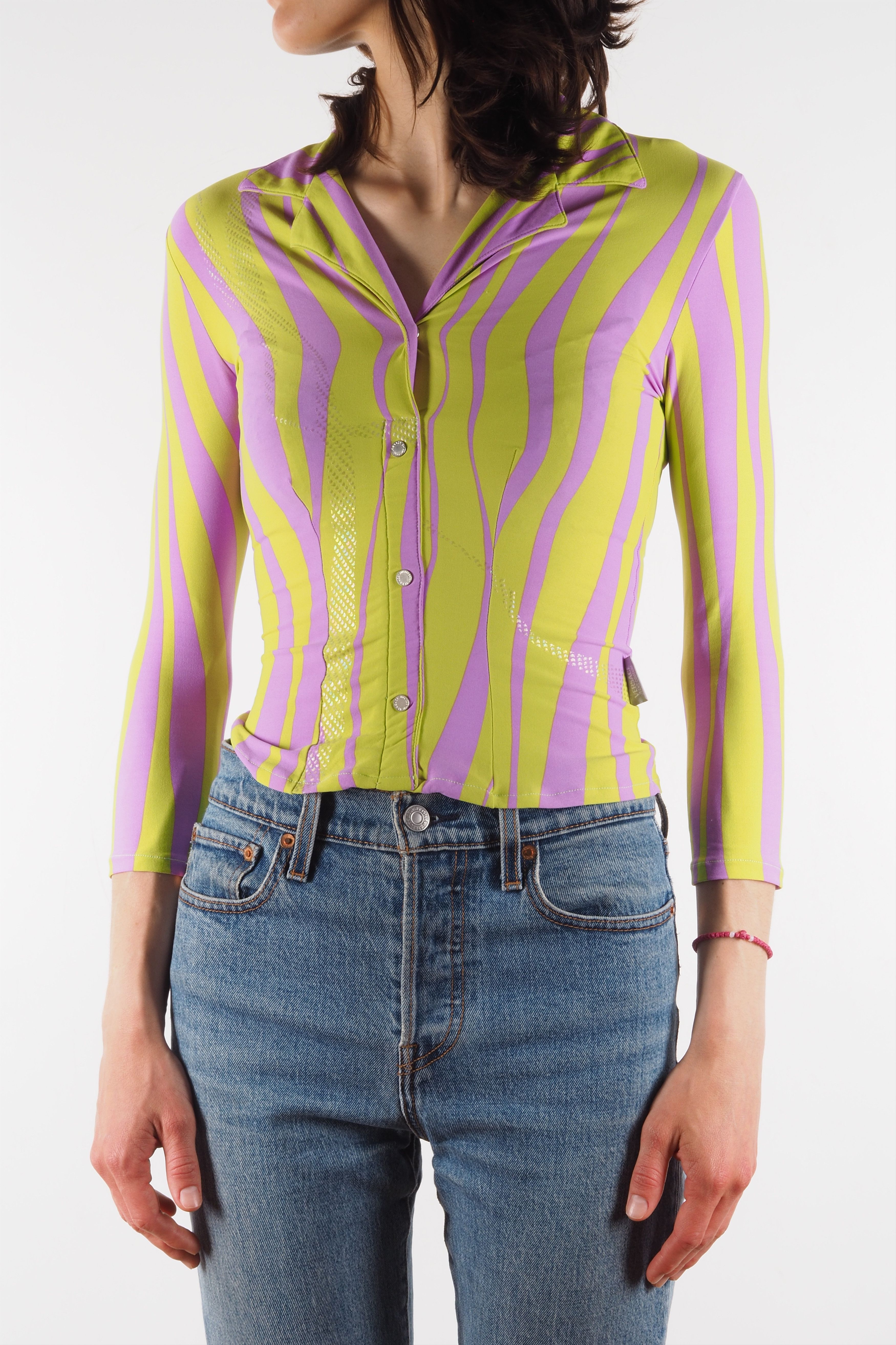 Versace × Versace Jeans Couture Versace Jeans Couture Vintage Stretch 3/4 Sleeve Top Blouse Size XS / US 0-2 / IT 36-38 - 2 Thumbnail