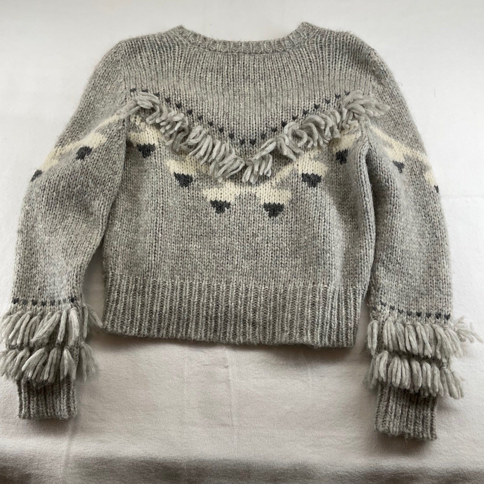 LoveShackFancy LoveShackFancy Atlas Grey Fringe Sweater Alpaca Size Small Size S / US 4 / IT 40 - 2 Thumbnail