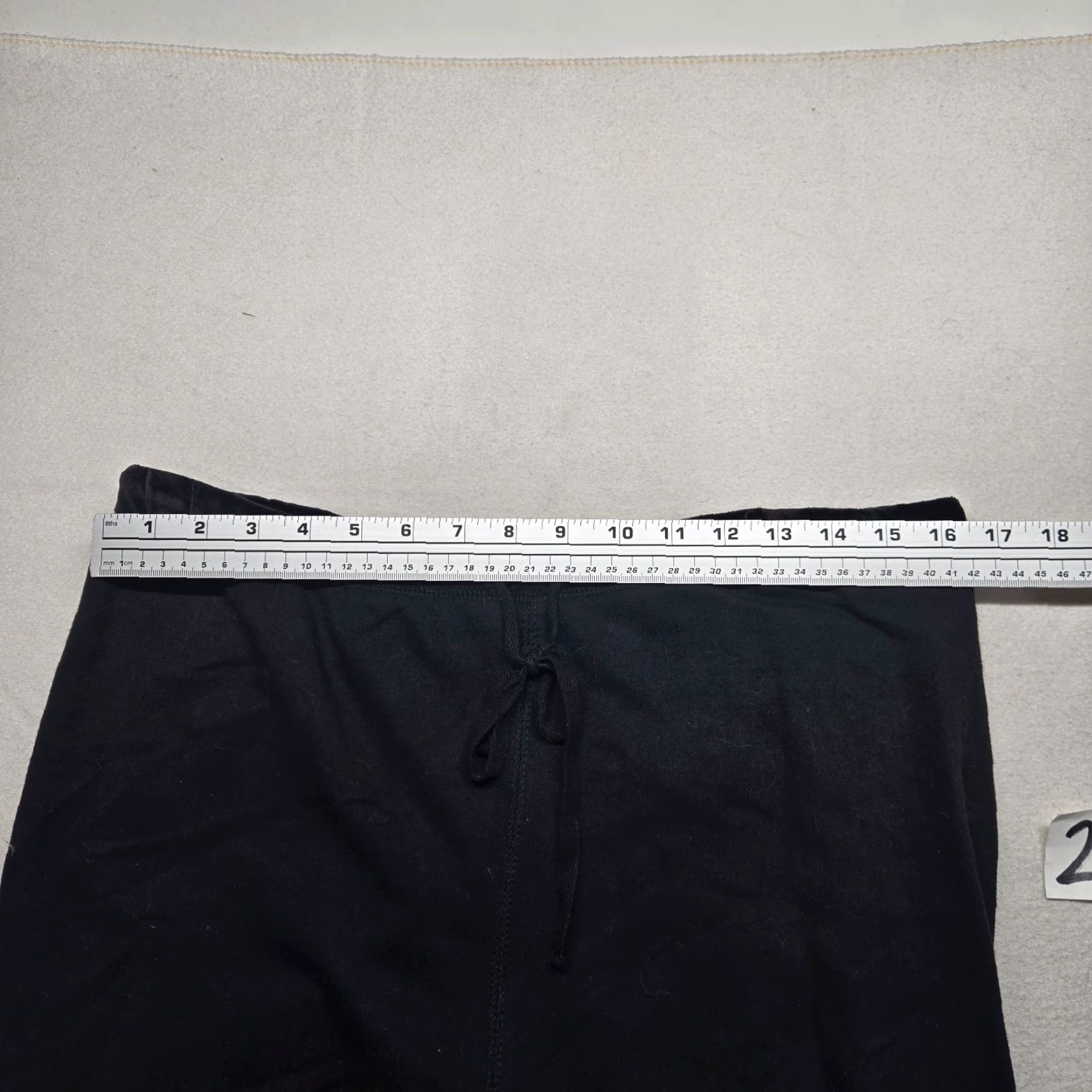Vintage Onque Casuals Pants Ladies Solid Black Tie Waist L Regular Black Cotton Blend Knit Straight Front Pockets 20in Inseam Womens Size 36" / US 14 / IT 50 - 4 Thumbnail