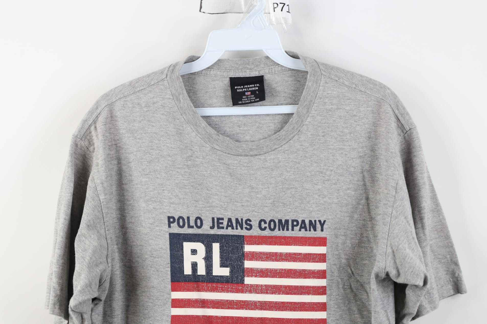 Polo Ralph Lauren Vintage 90s Ralph Lauren USA Flag Short Sleeve T-Shirt Gray Size US L / EU 52-54 / 3 - 2 Thumbnail