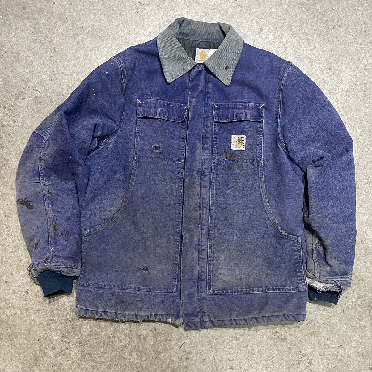 image of 80’S Carhartt Denim Workwear Jacket Coat Corduroy Collar, Men's (Size XL)