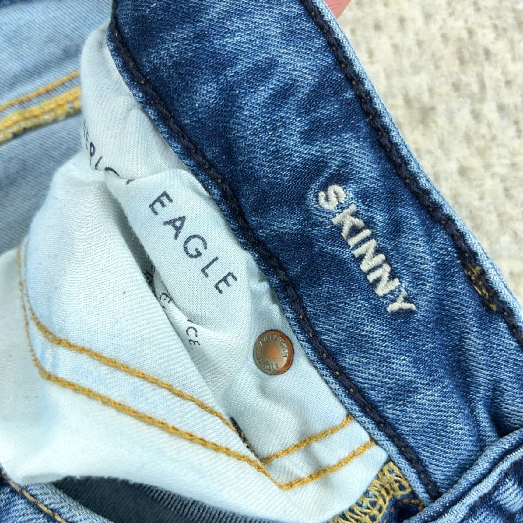 American Eagle Outfitters American Eagle Skinny Jeans Men 30x34 Med Wash Faded Whiskered Rips Holes Flex Size US 30 / EU 46 - 4 Thumbnail