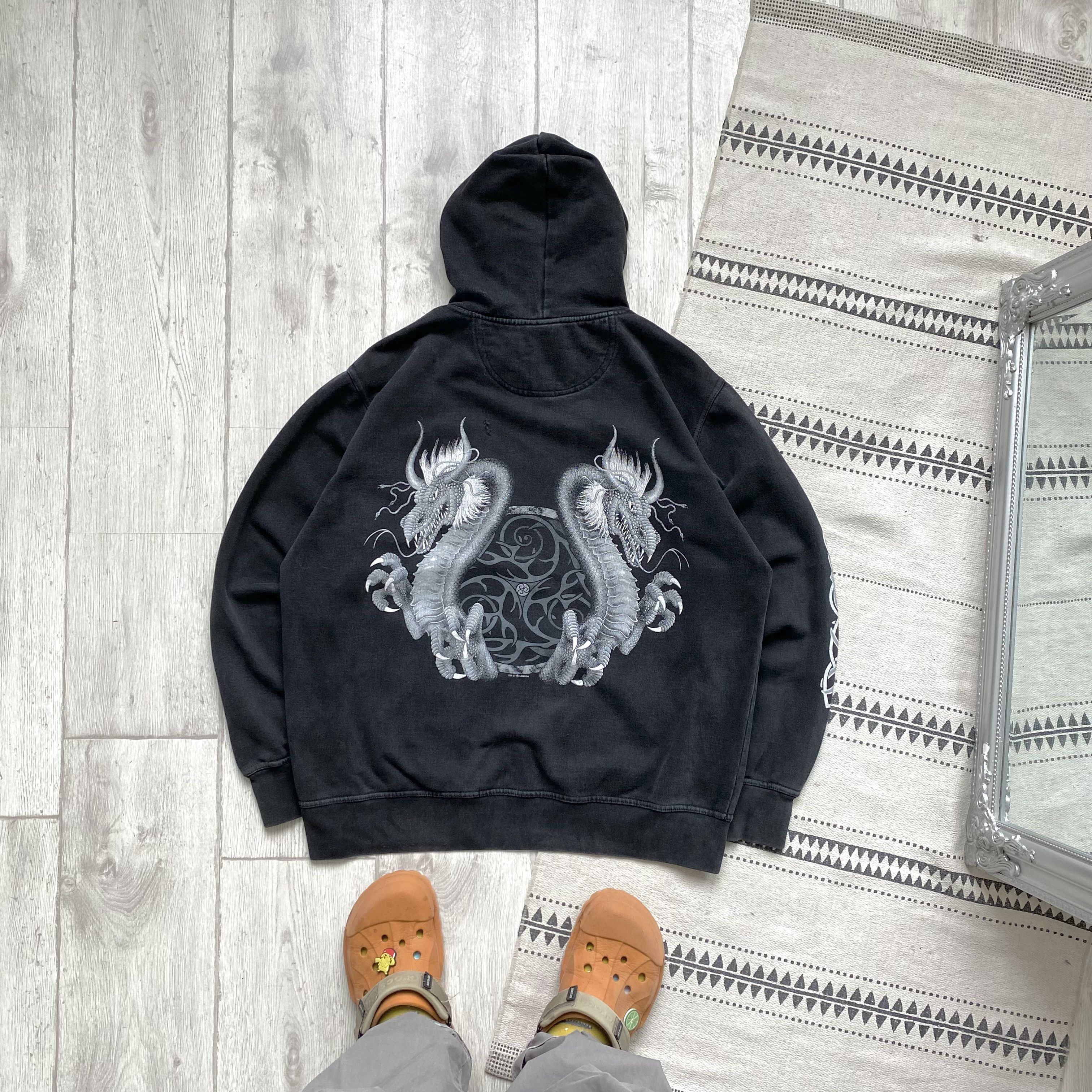 Japanese Brand 🐲 Vintage Japanese Tribal Dragon hoodie Y2K Thrashed Size US L / EU 52-54 / 3 - 10 Thumbnail