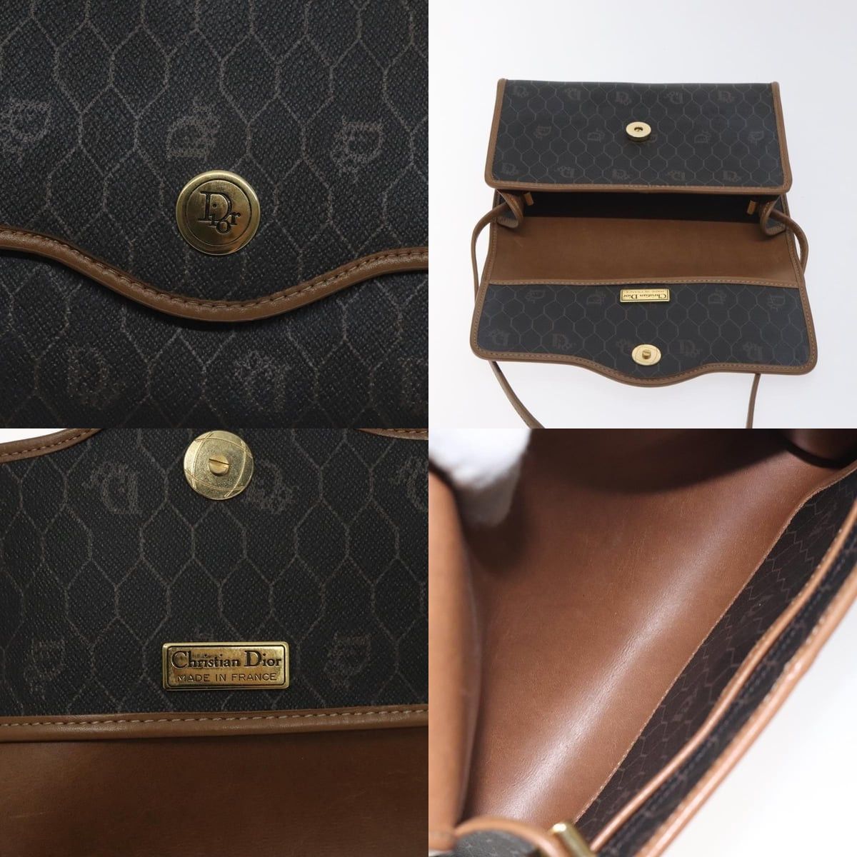 Dior DIOR Honeycomb Canvas Shoulder Bag Pvc Black Gold Size ONE SIZE - 11 Thumbnail