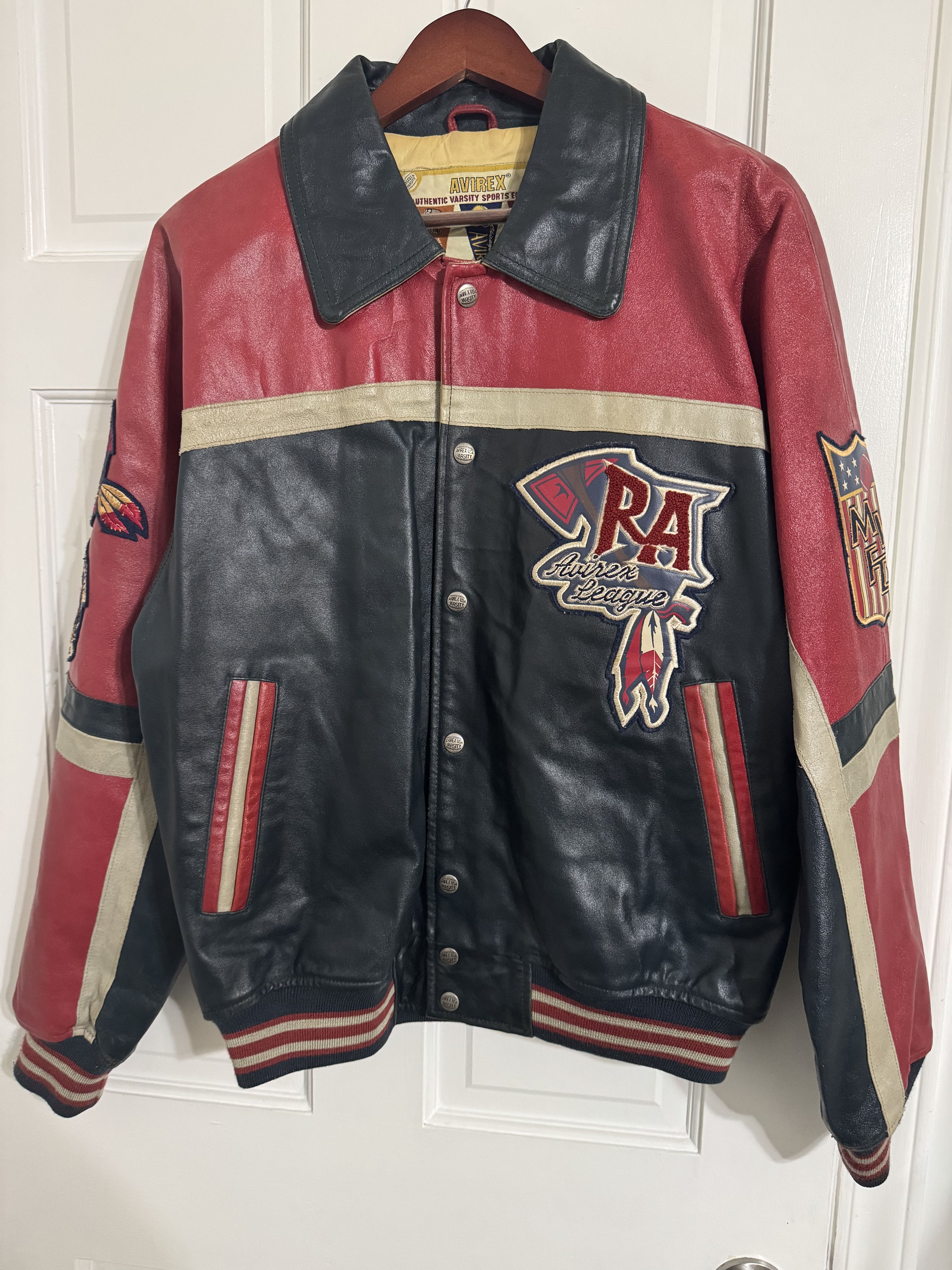 Avirex AVIREX RED AXES LEATHER VARSITY JACKET SZ MEDIUM Size US M / EU 48-50 / 2 - 1 Thumbnail