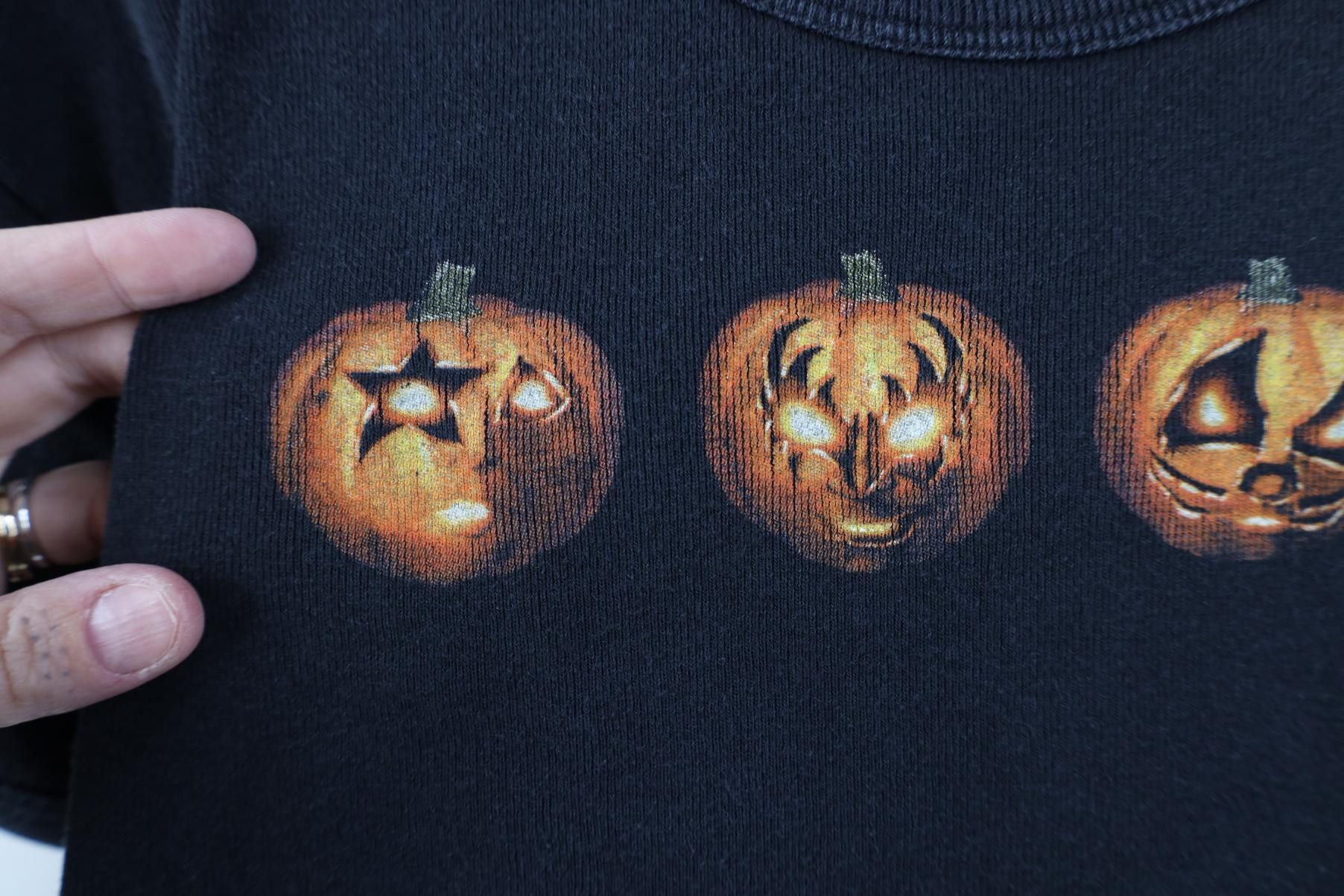Vintage Vintage 90s Kiss Band Halloween Pumpkin Ribbed Knit T-Shirt Size L / US 10 / IT 46 - 5 Thumbnail
