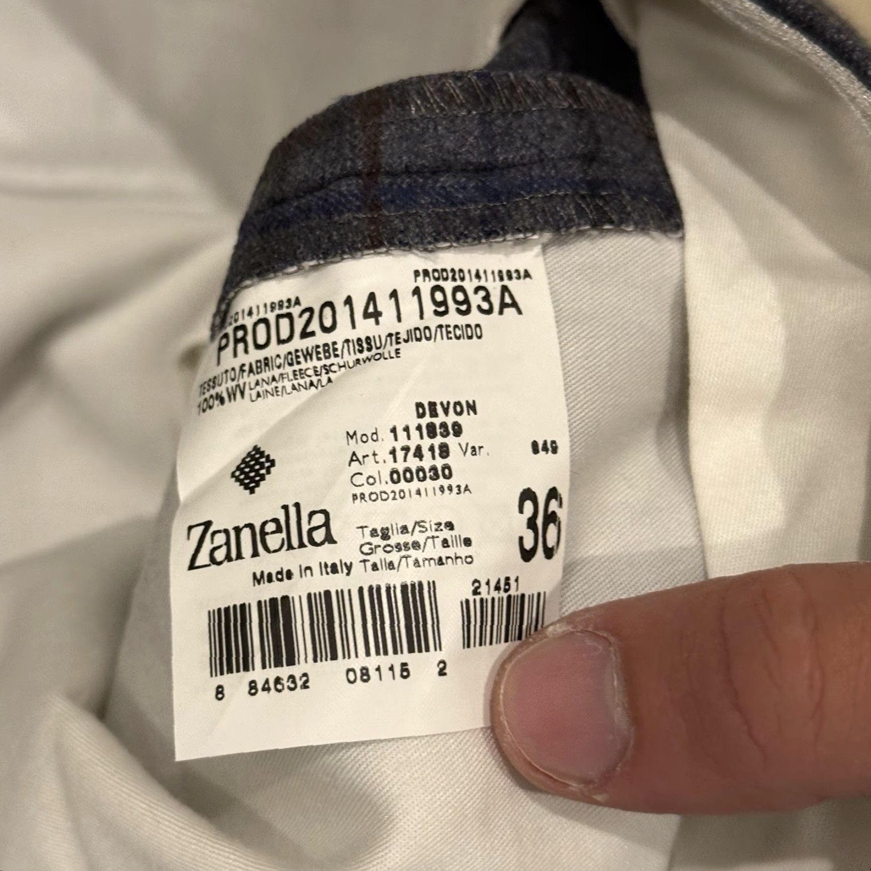 Zanella Zanella Pants Mens 36x29 Gray Plaid Devon Italy Wool Slacks Flat Front Office Size US 36 / EU 52 - 3 Thumbnail