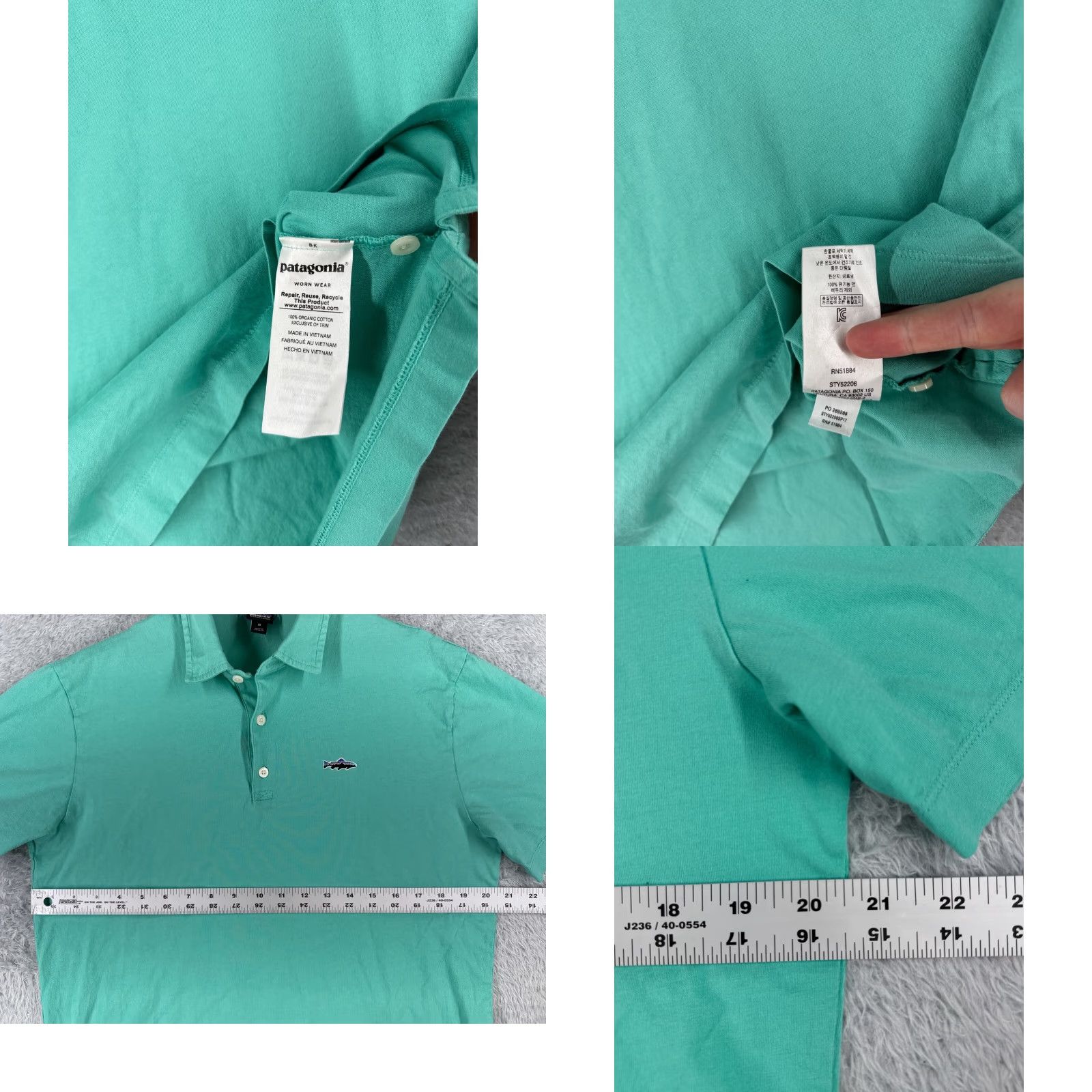 Patagonia Patagonia Polo Shirt Adult Medium Green 100% Cotton Jersey Polo Shirt Regular Fit Short Sleeve Embroidered Logo Size US M / EU 48-50 / 2 - 8 Thumbnail