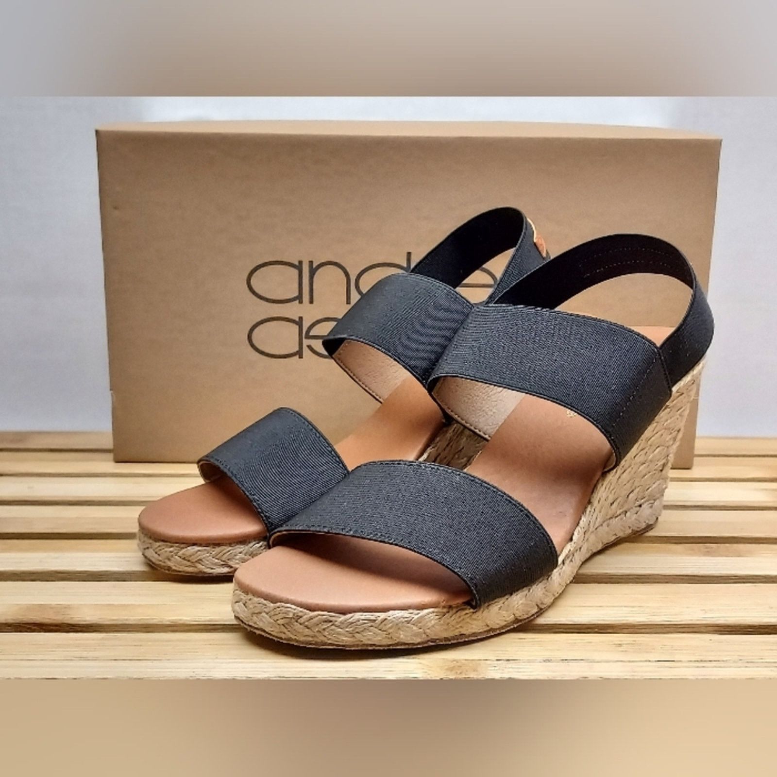 Other Andre Assous Womens Black Allison Espadrille Sandals Size 6 Size US 6 / IT 36 - 2 Thumbnail